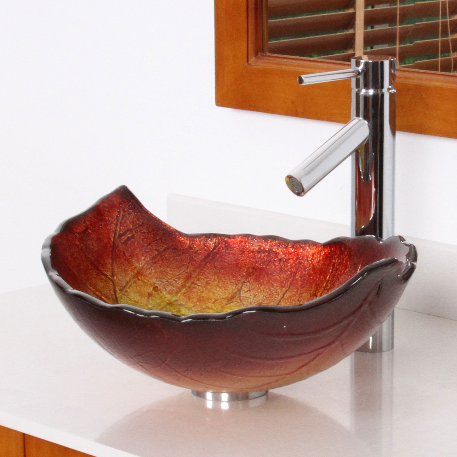 Elite Hot Melted Summer Leaf Shaped Bowl Vessel Bathroom Sink & Reviews