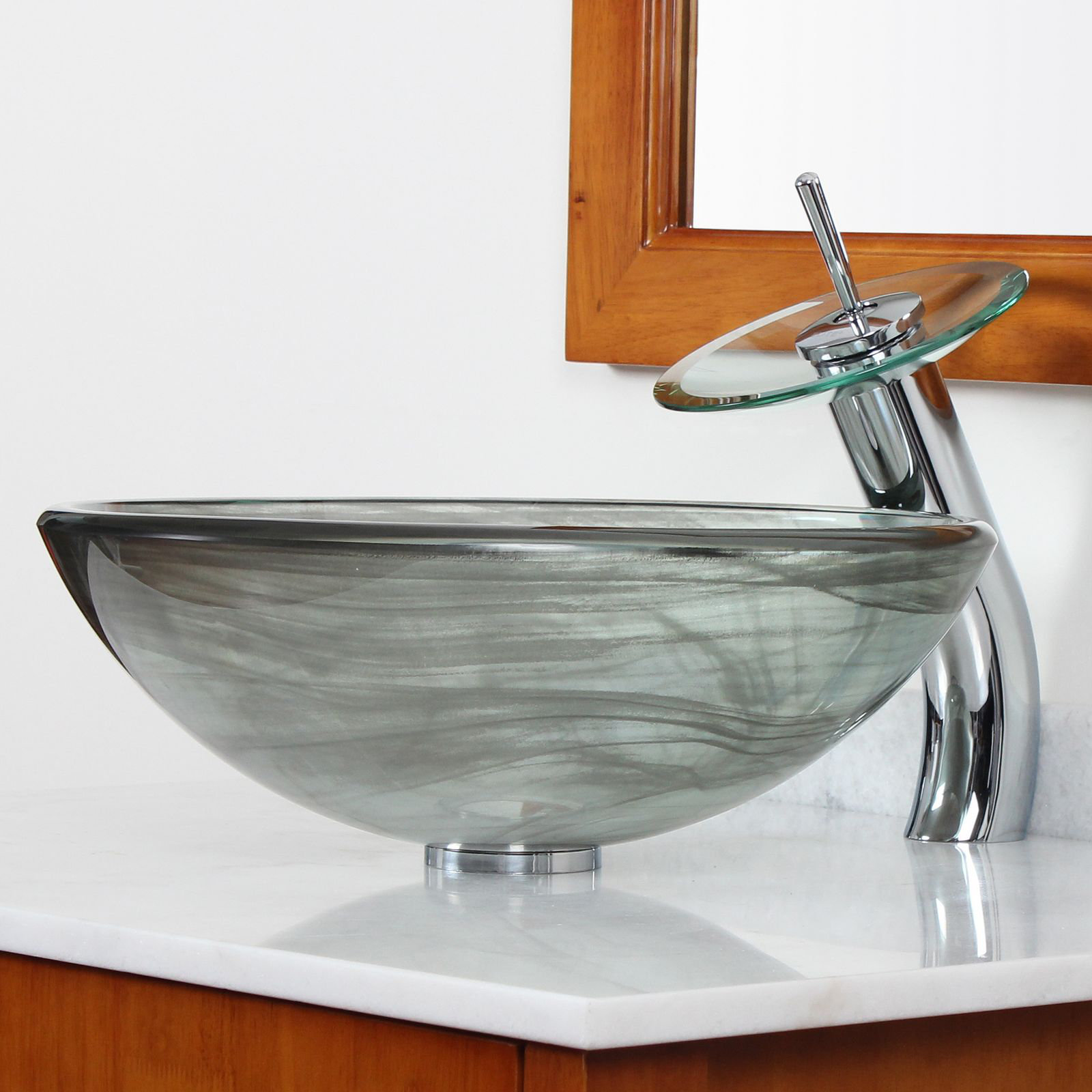 Elite Double Layered Tempered Glass Bowl Vessel Bathroom Sink ...