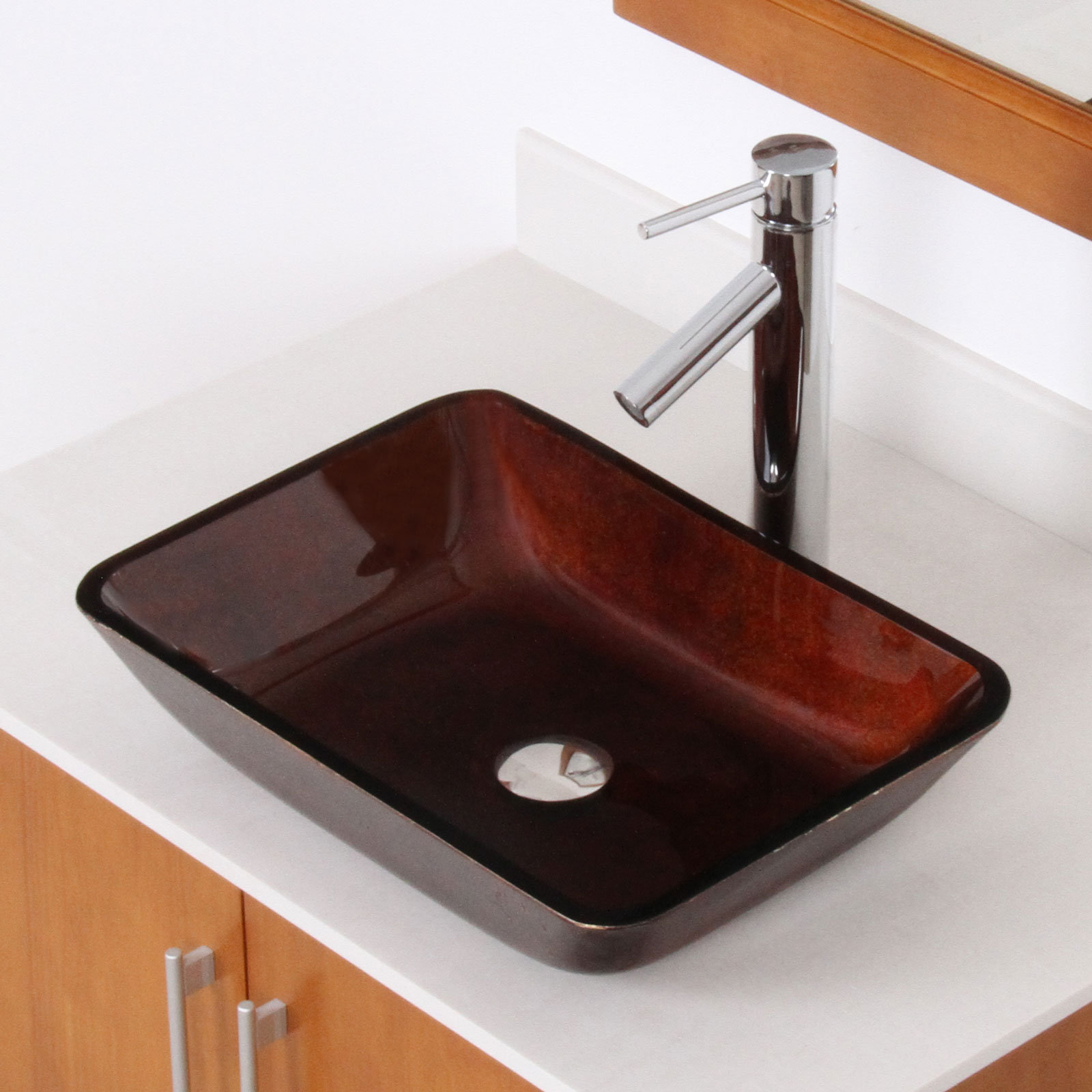 Elite Hand Painted Foil Rectangle Flat Bottom Vessel Bathroom Sink