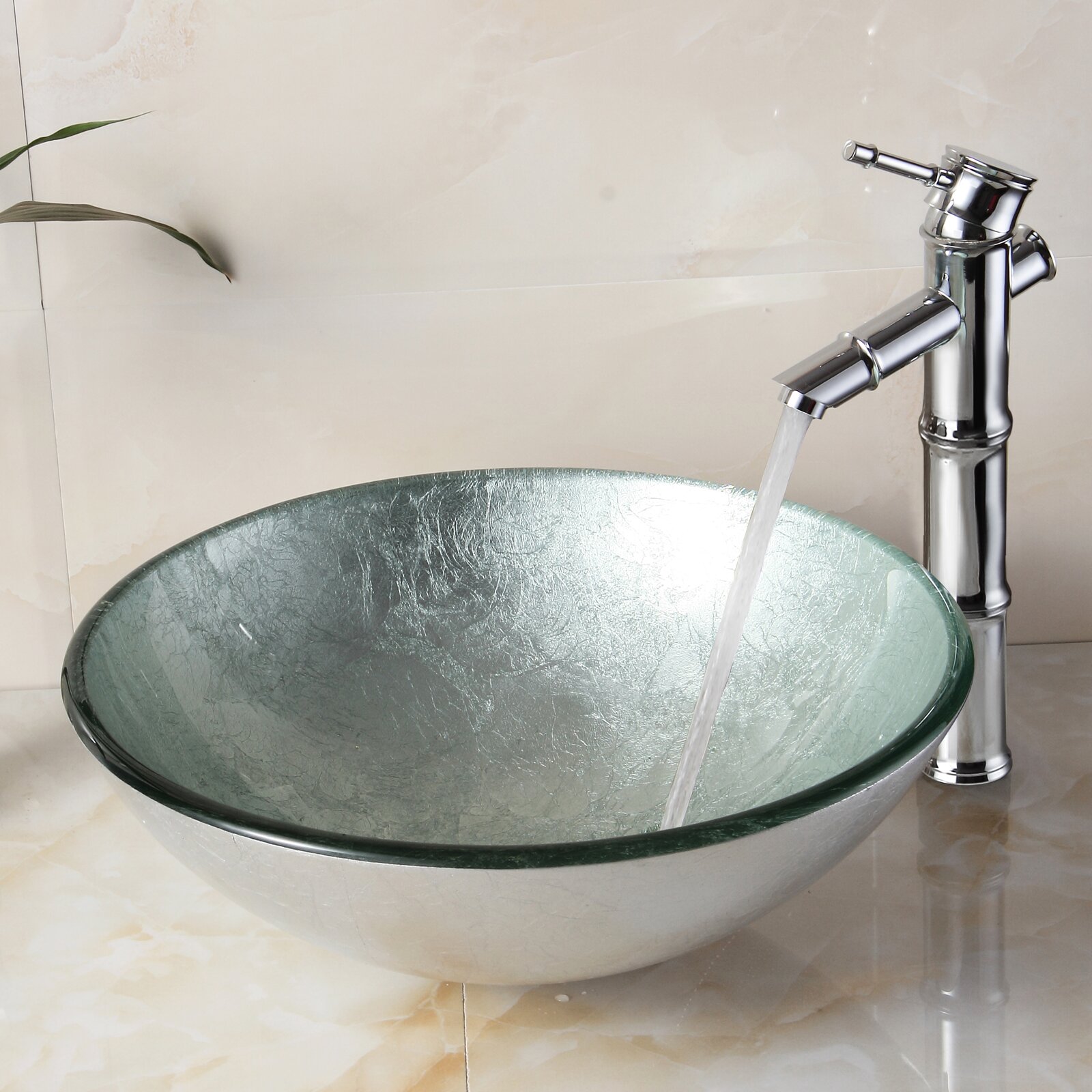 Elite Hand Painted Foil Round Bowl Vessel Bathroom Sink & Reviews | Wayfair