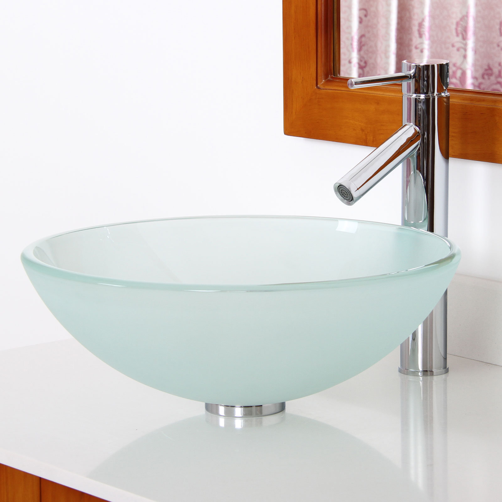 Elite Double Layered Tempered Glass Round Bowl Vessel Bathroom Sink