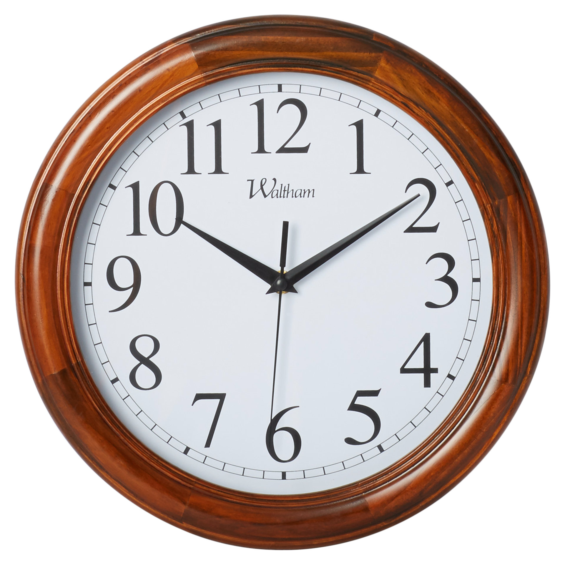 Three Posts 12" Round Quartz Analog Solid Wood Case Wall Clock