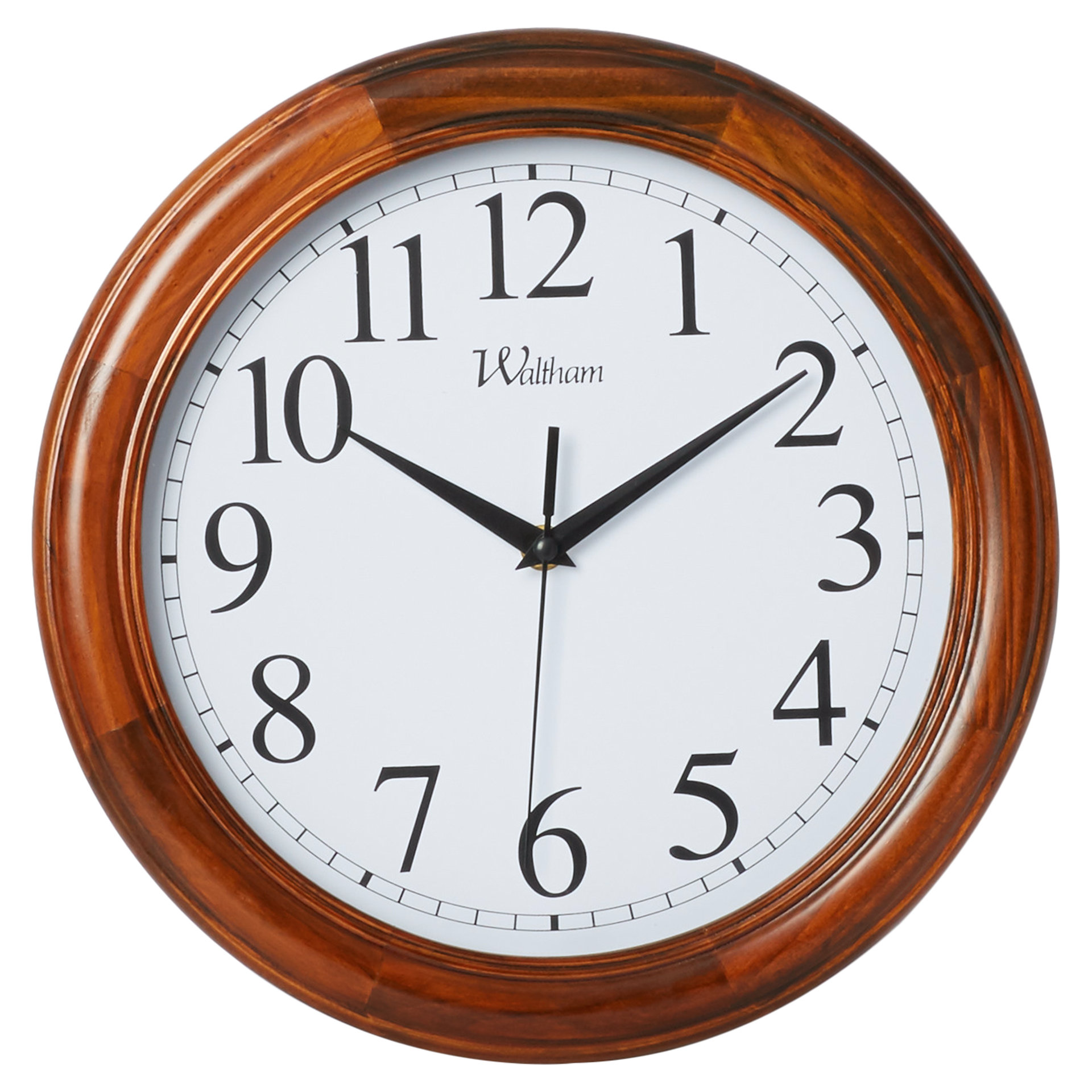 Three Posts 12" Round Quartz Analog Solid Wood Case Wall Clock