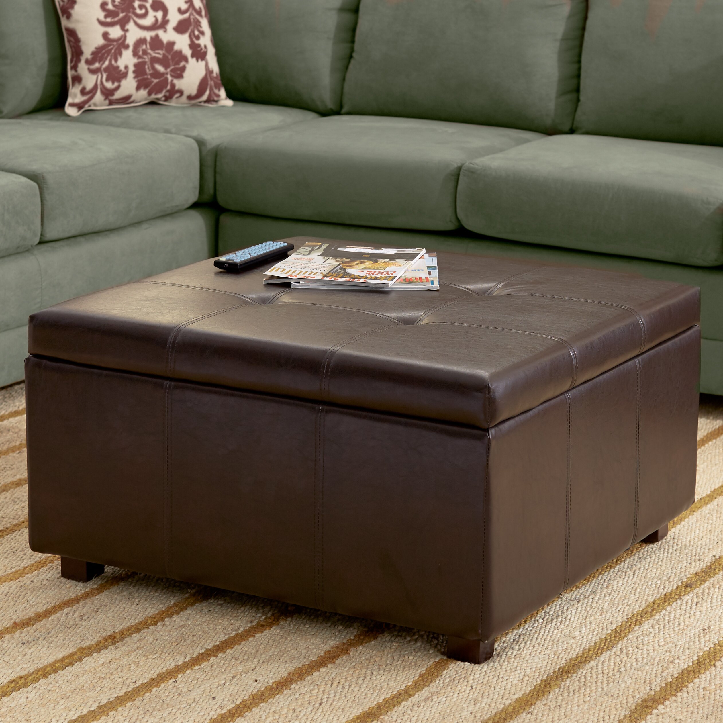 Three Posts Ehlert Faux Leather Storage Ottoman & Reviews | Wayfair