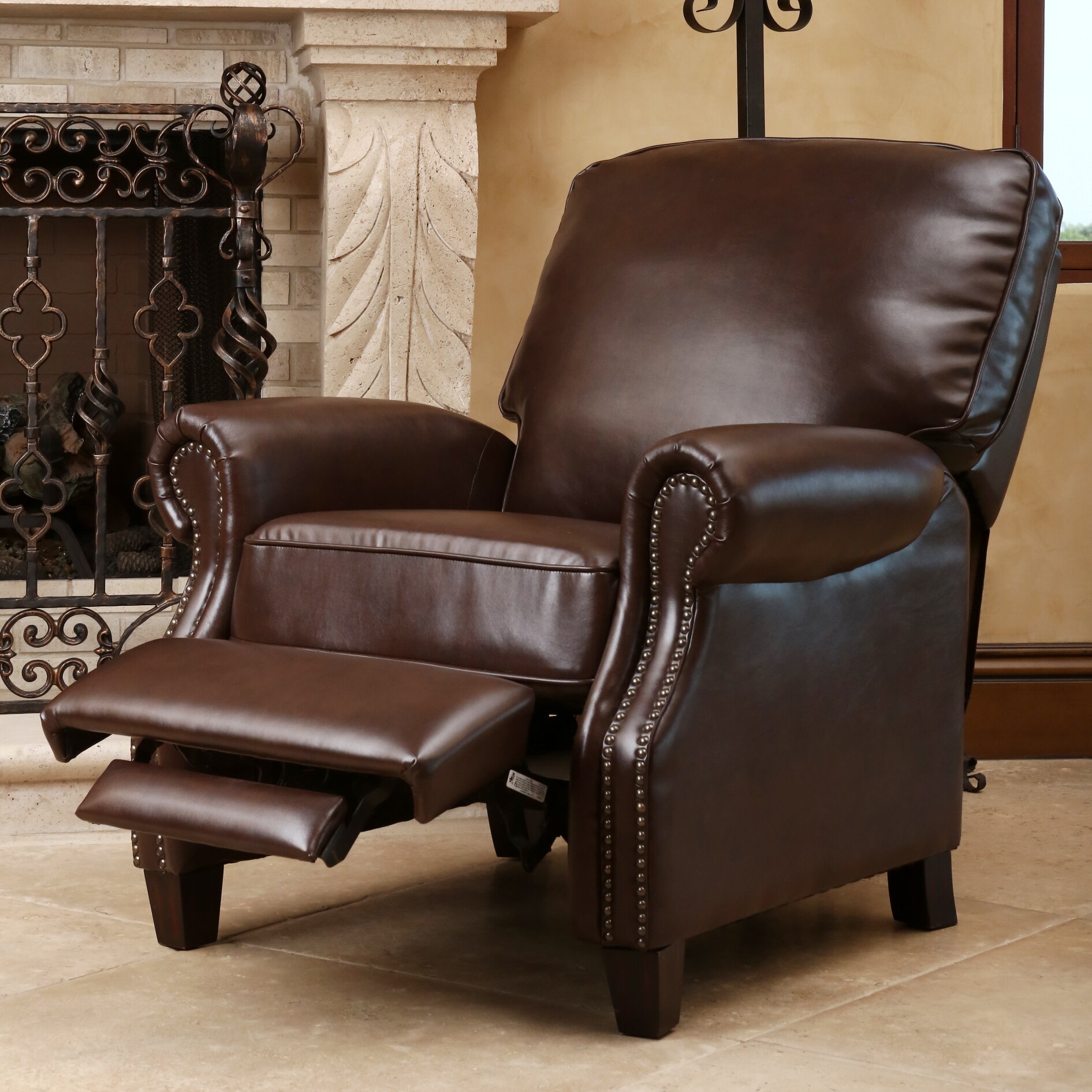Three Posts Wheatland Push Back Leather Recliner & Reviews