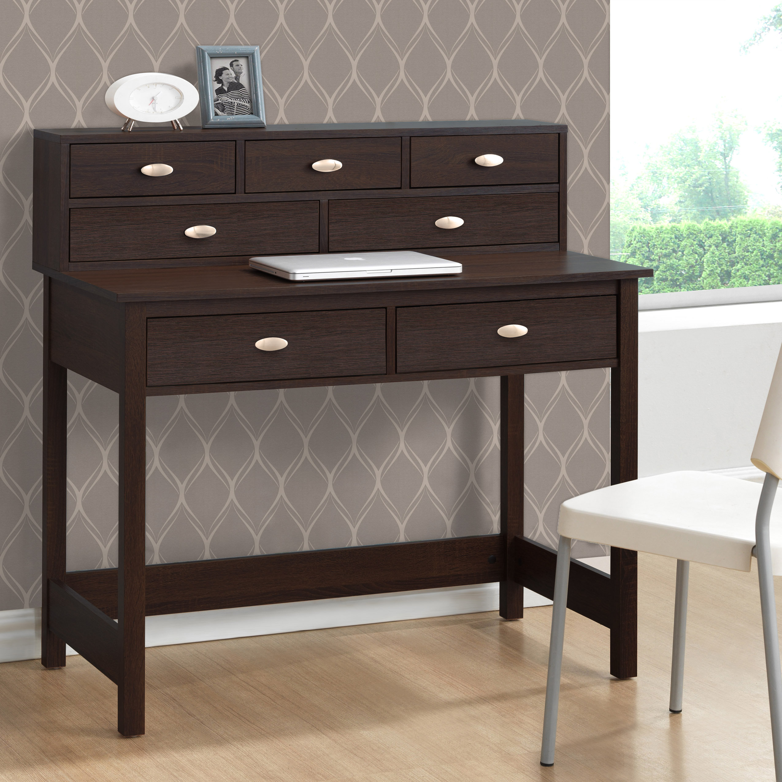 Three Posts Holbrook Writing Desk with 7 Drawers & Reviews Wayfair