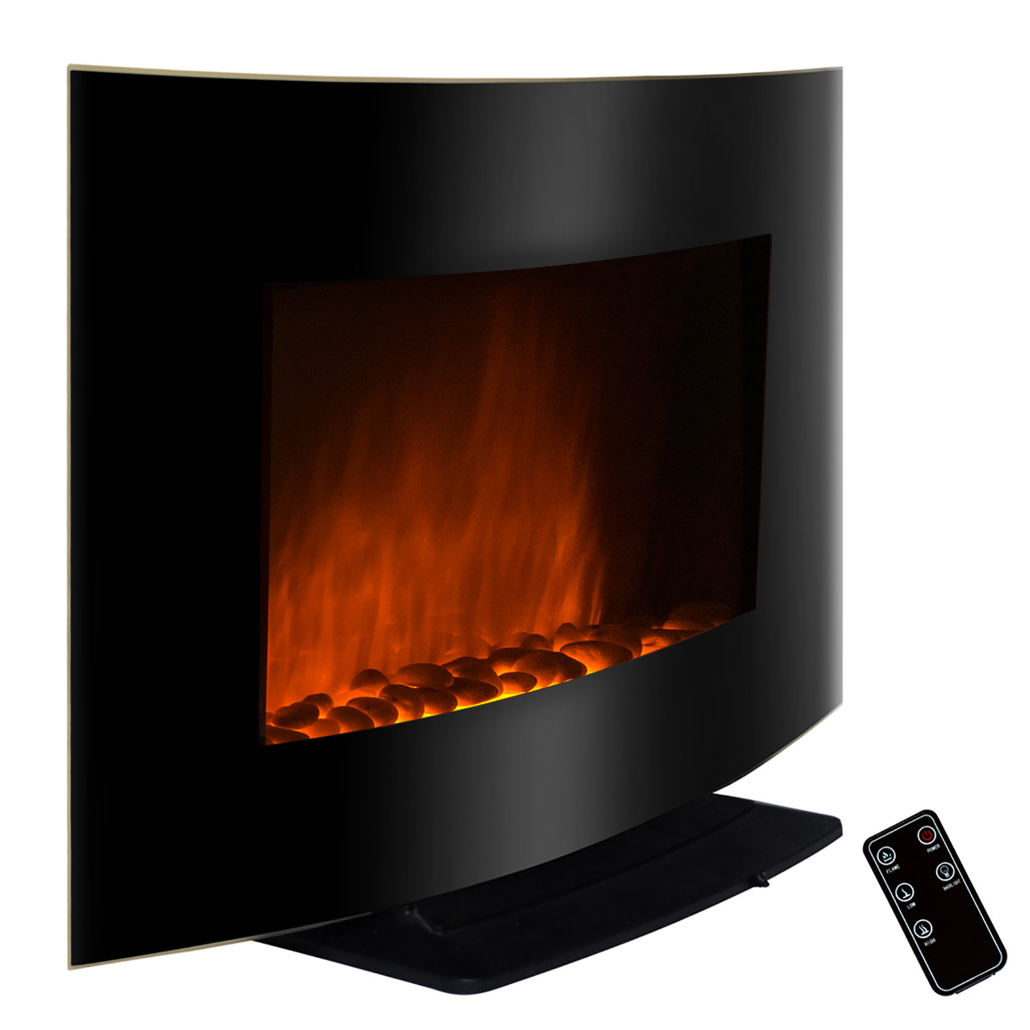 AKDY Freestanding Curved Glass Electric Fireplace ...