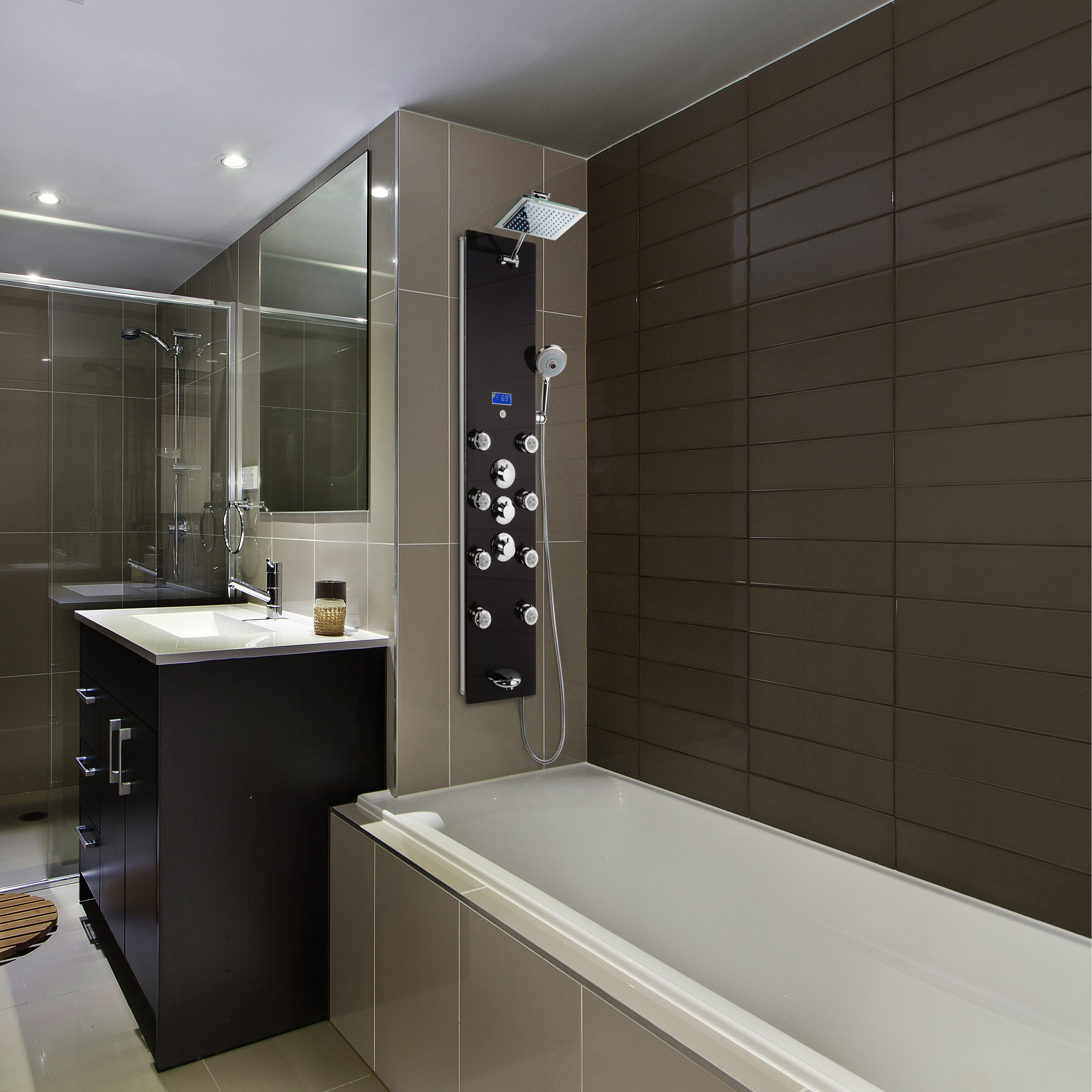 AKDY Thermostatic Tower Rainfall Shower Panel System & Reviews Wayfair