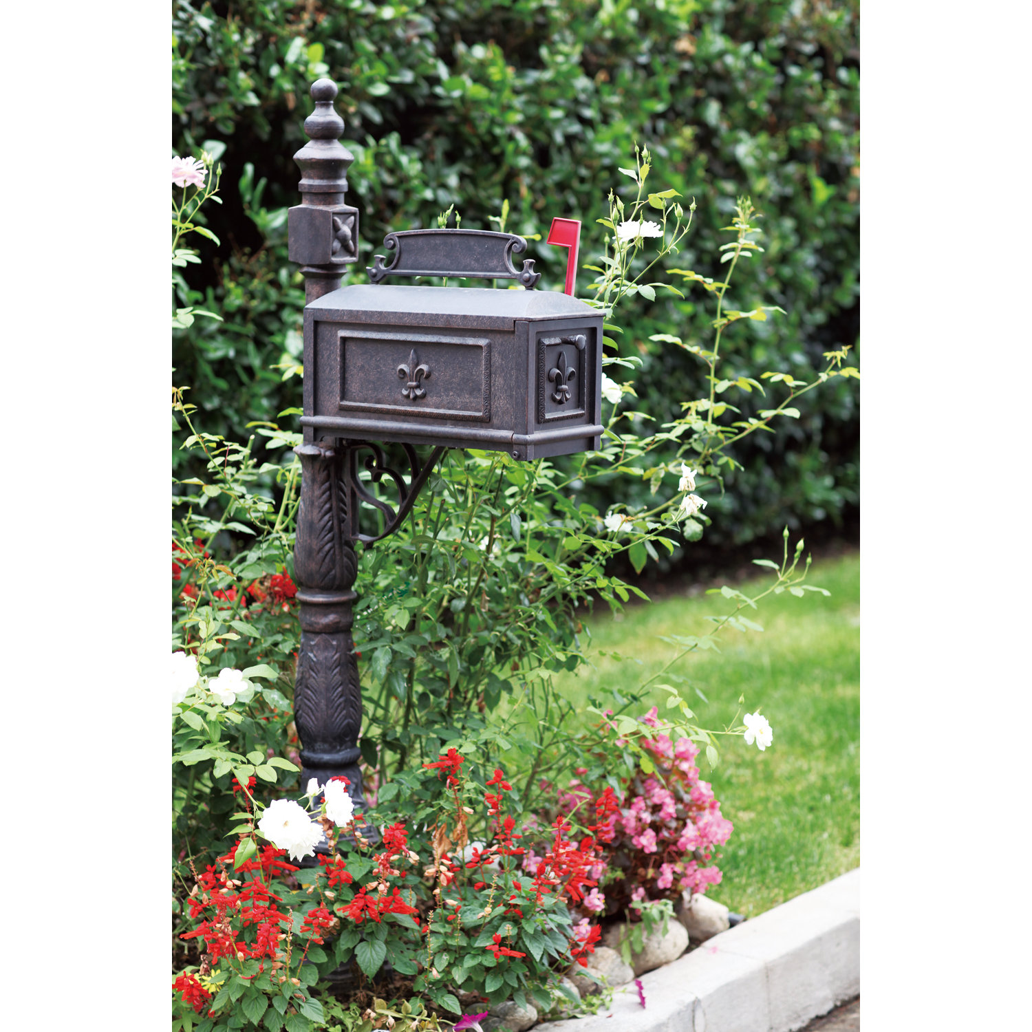 Darlee Pedestal Mounted Mailbox with Rain Overhang & Reviews Wayfair