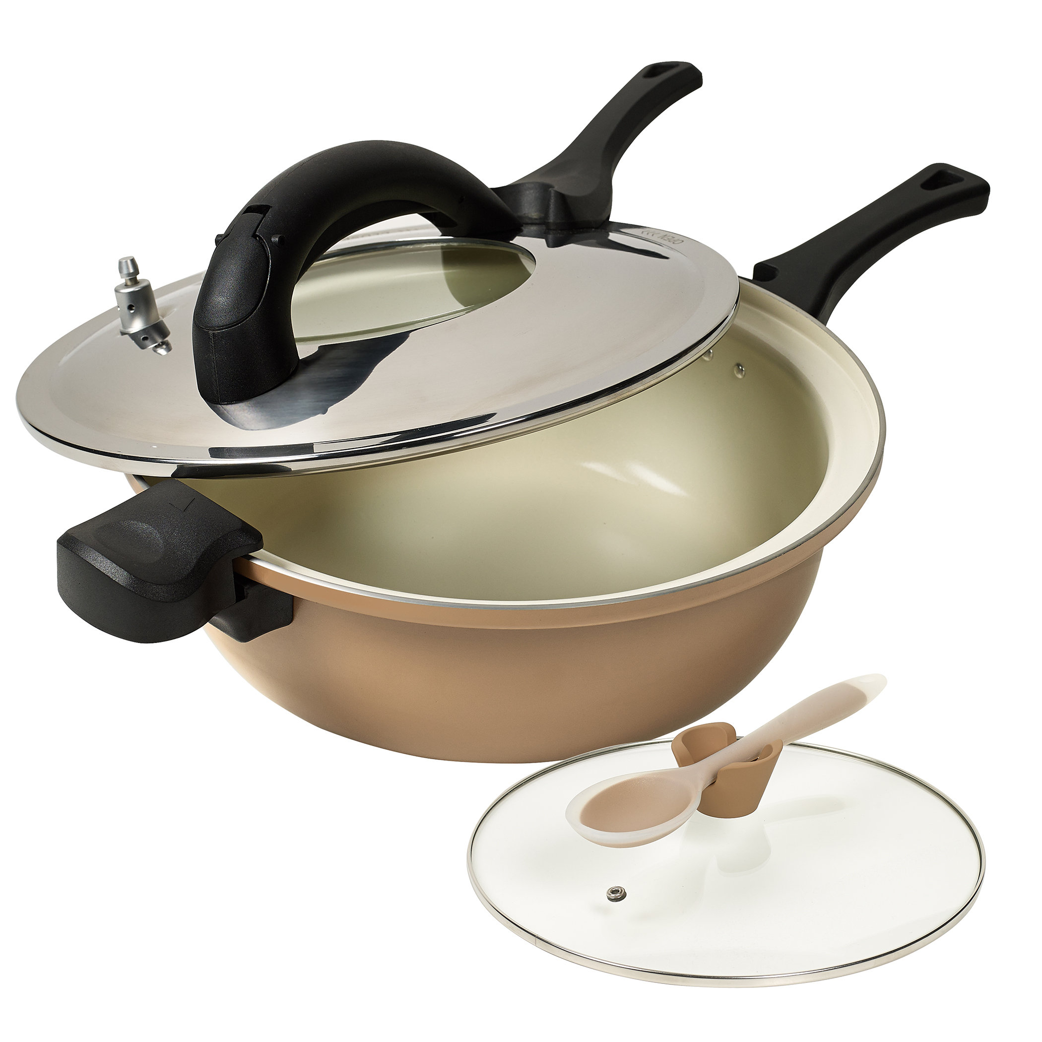 Anna Boiardi 4 Piece 5.5Qt Ceramic NonStick Aluminum FastCooker Set