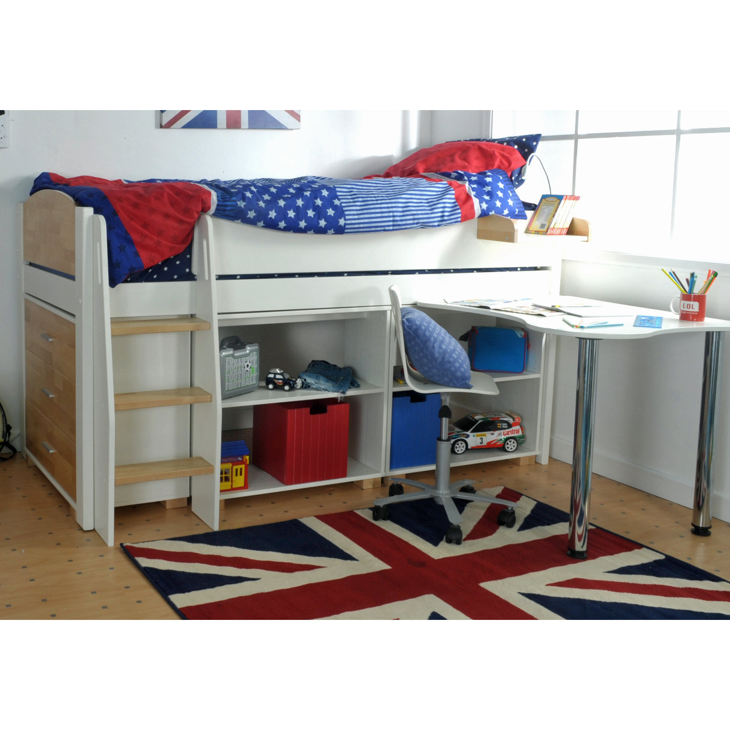 Wrigglebox Norfolk Single Mid Sleeper Bed with Storage Wayfair UK