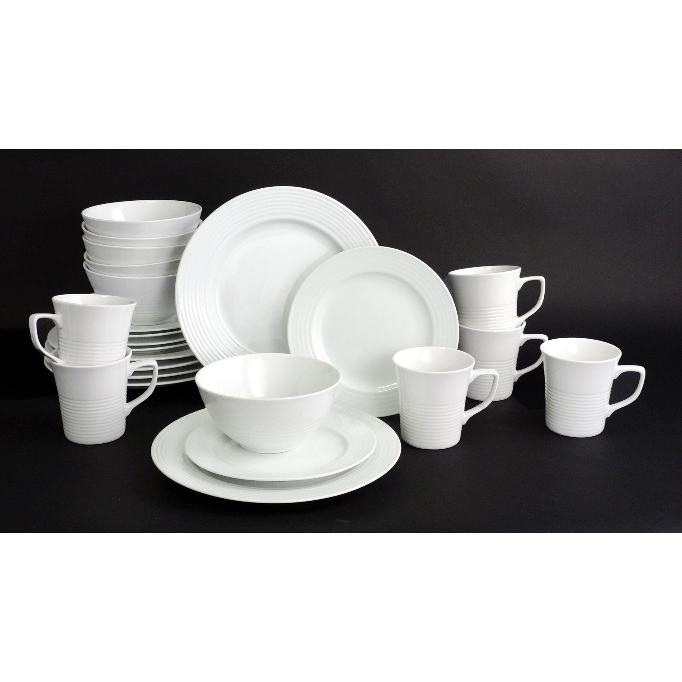 House Additions Roulette Embossed 24 Piece Porcelain Dinnerware Set