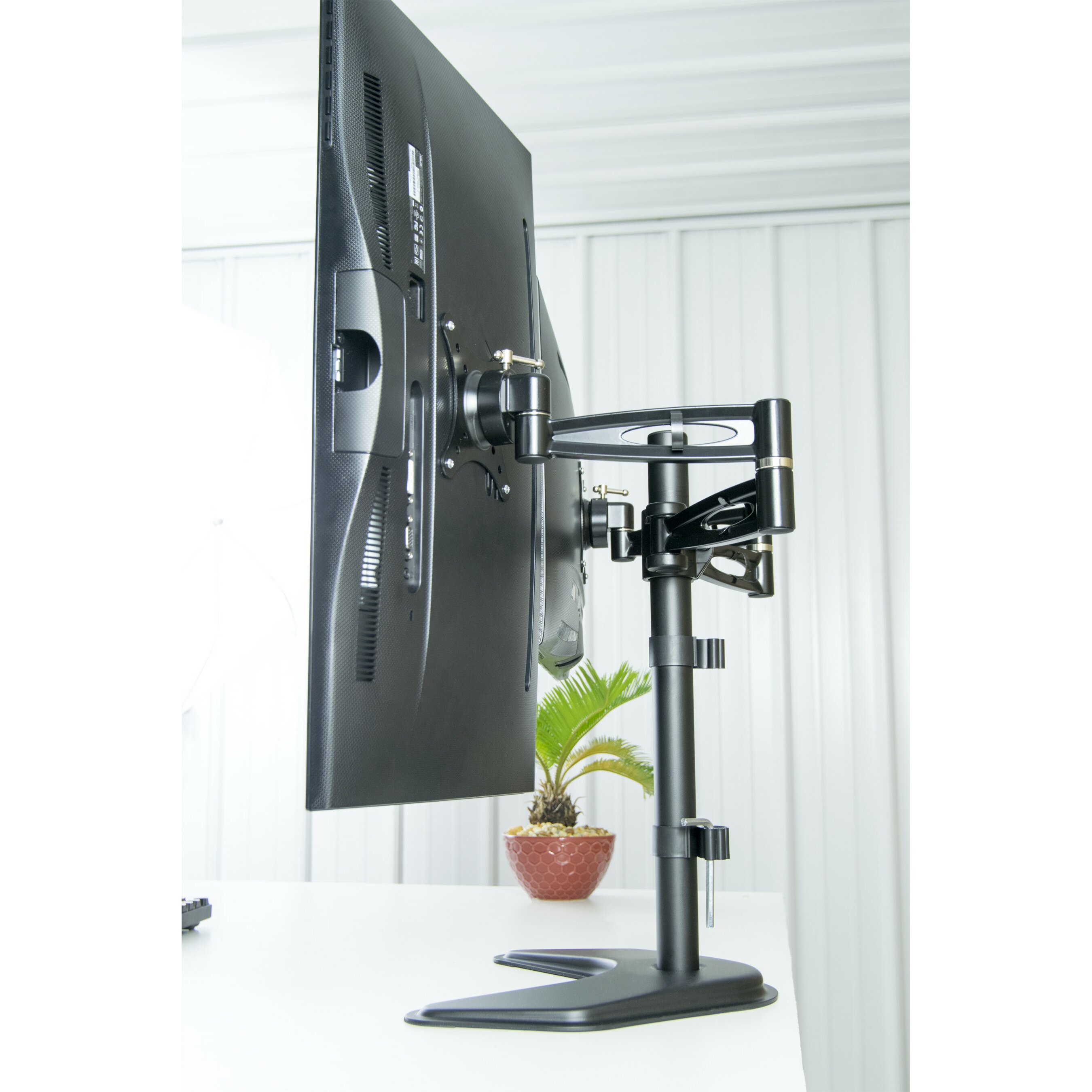 Vivo Dual LCD Monitor Free Standing Height Adjustable 2 Screen Desk Mount STAND V002Z