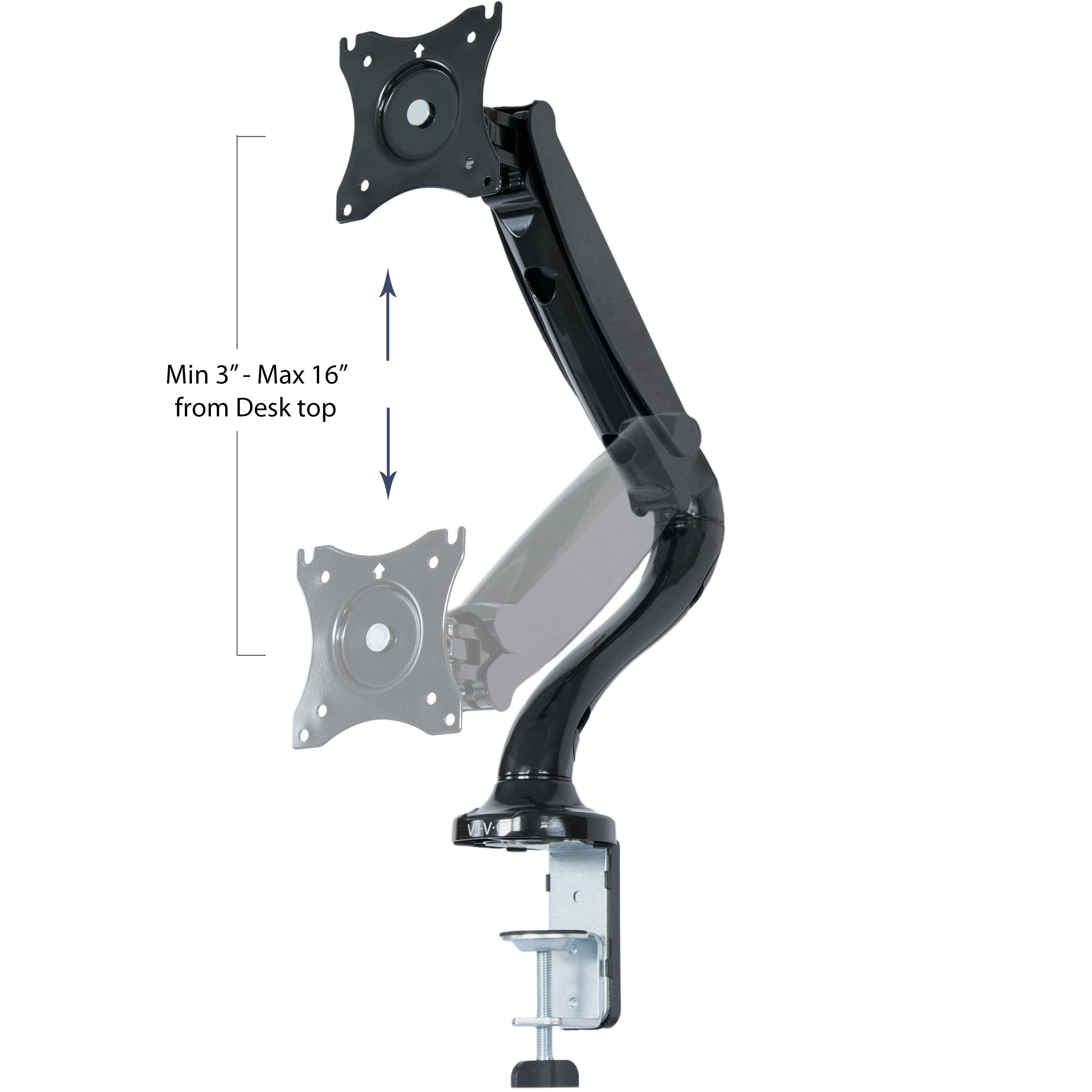 VIvo Single LCD Monitor Black Height Adjustable Desk Mount & Reviews
