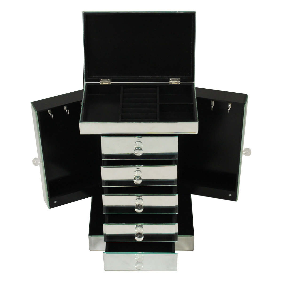 EC World Imports Legacy Mirrored Glass 5 Drawer Jewelry Box & Reviews Wayfair