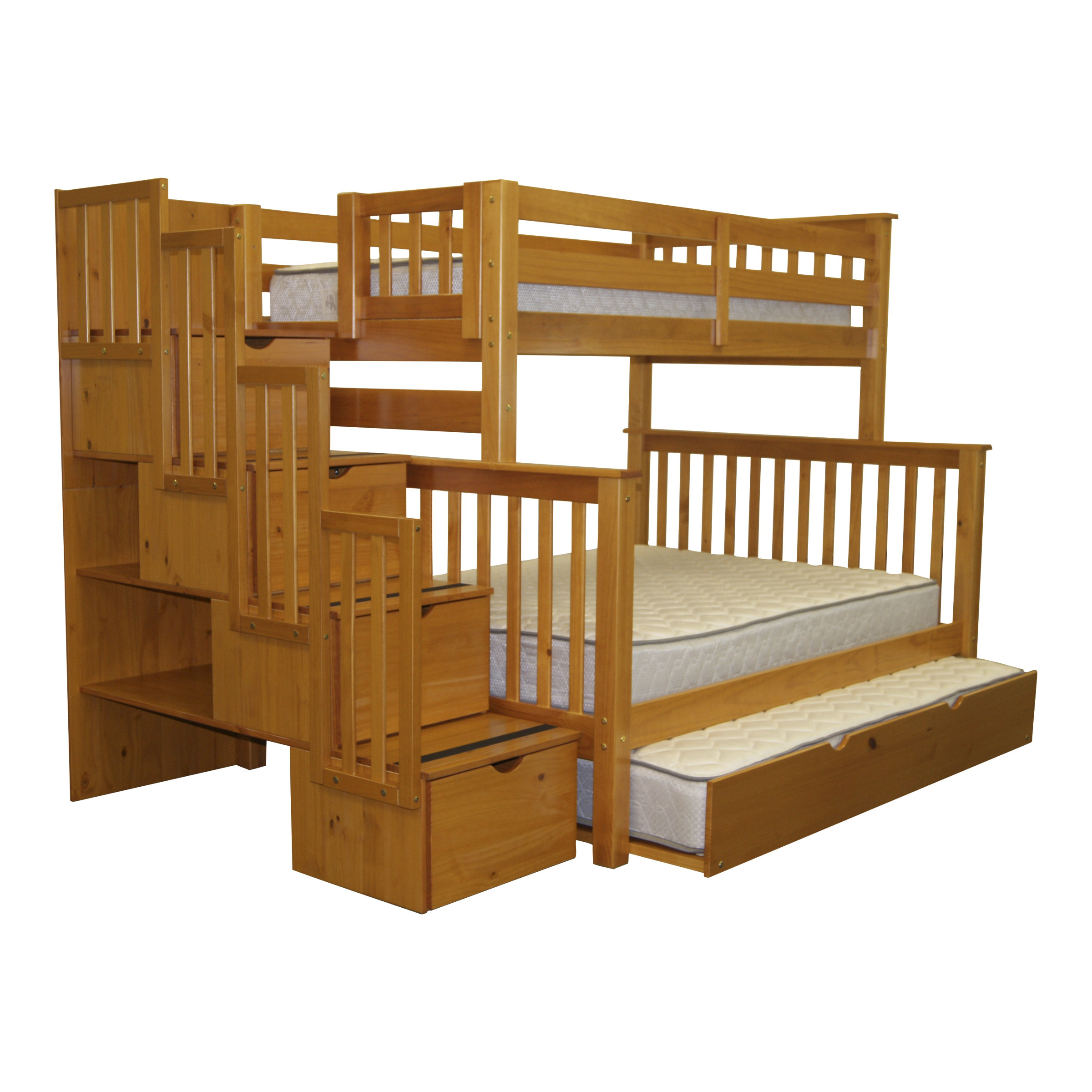 Bedz King Twin over Full Bunk Bed with Trundle &amp; Reviews 