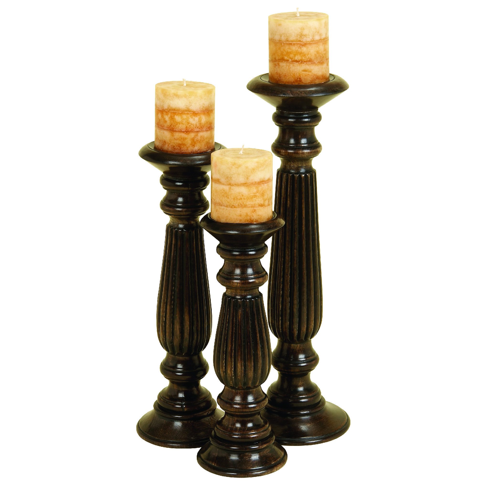 Cole & Grey 3 Piece Wood Candlestick Set & Reviews Wayfair