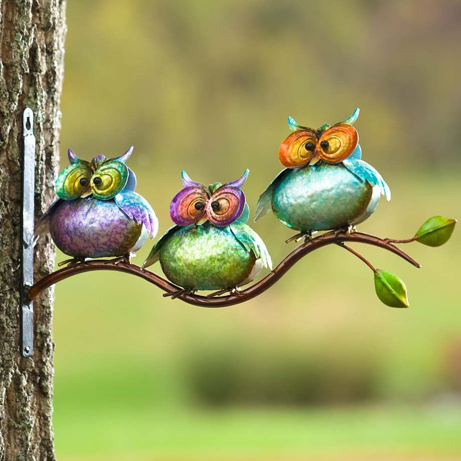 Plow & Hearth 3 Metal Owls on Branch Wall Decor & Reviews Wayfair