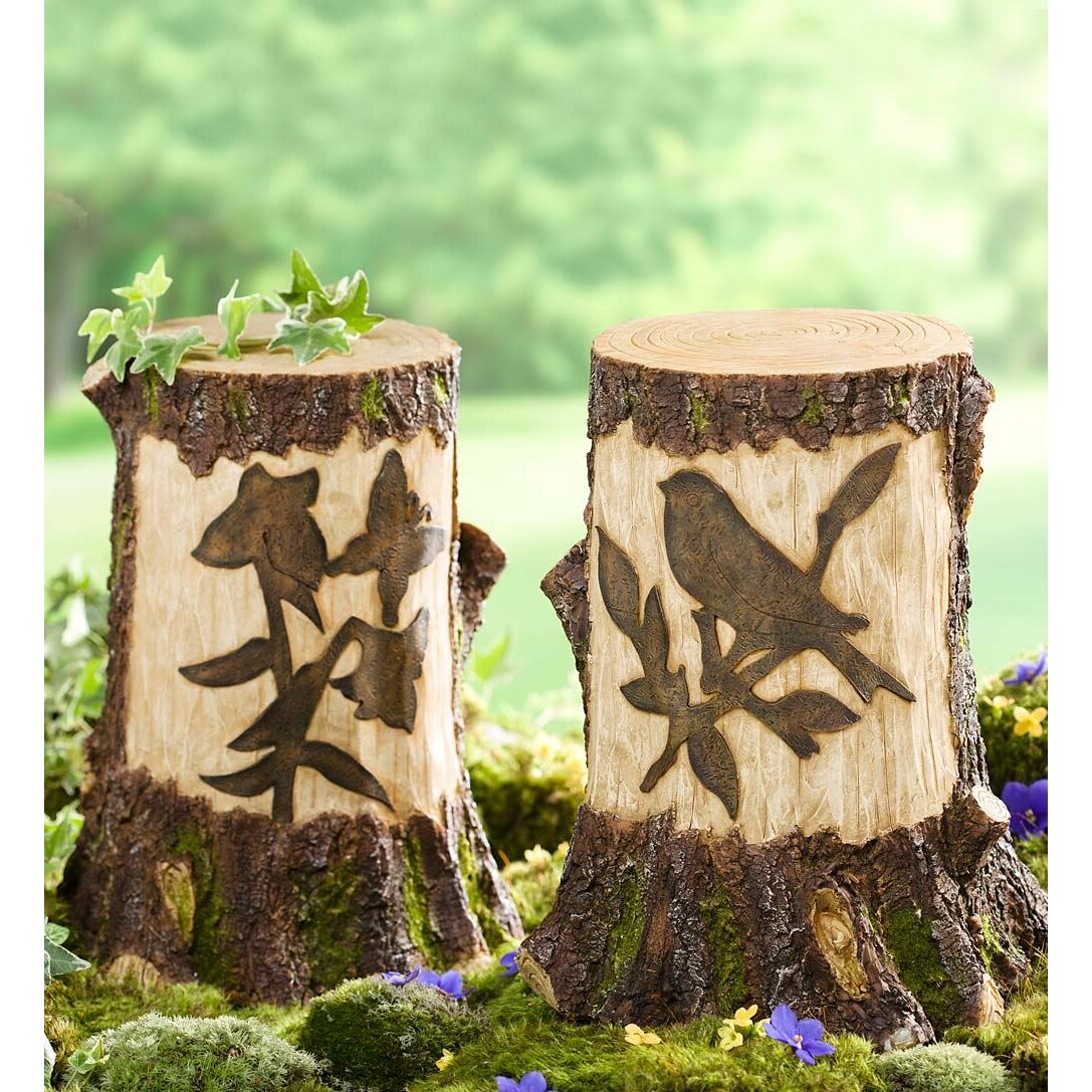 Plow & Hearth Stump with Solar Lighted Garden Statue & Reviews | Wayfair