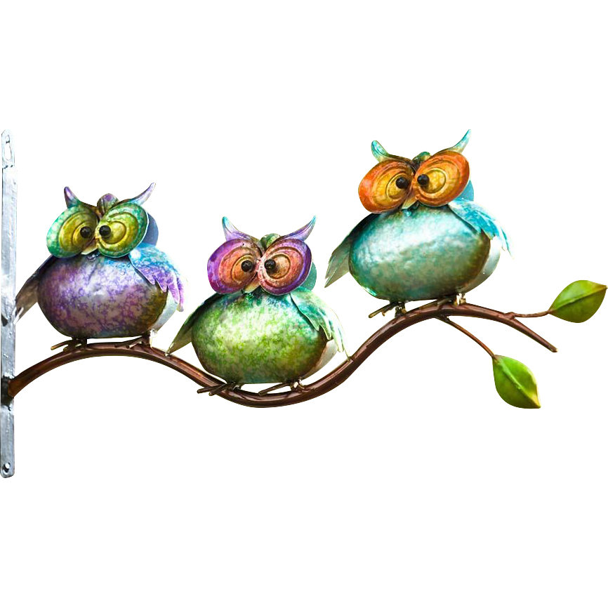 Plow & Hearth 3 Metal Owls on Branch Wall Decor & Reviews Wayfair