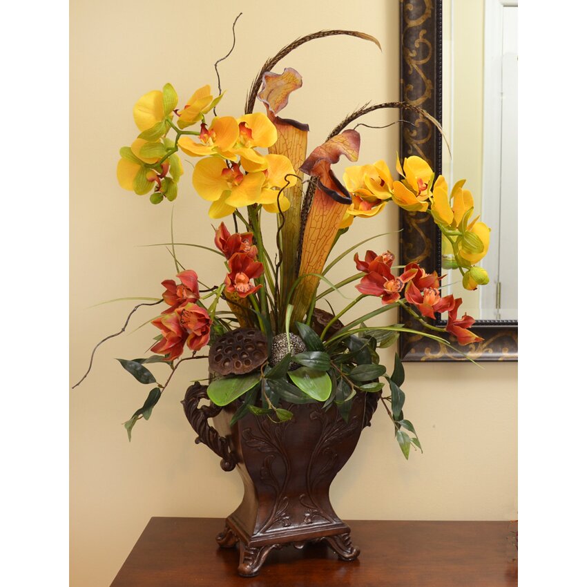 Floral Home Decor Orchids in Resin Vase & Reviews | Wayfair