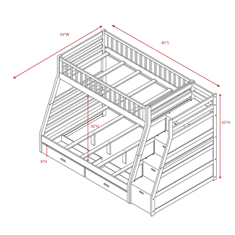 Wildon Home ® Dakota Twin over Full Bunk Bed with Storage & Reviews