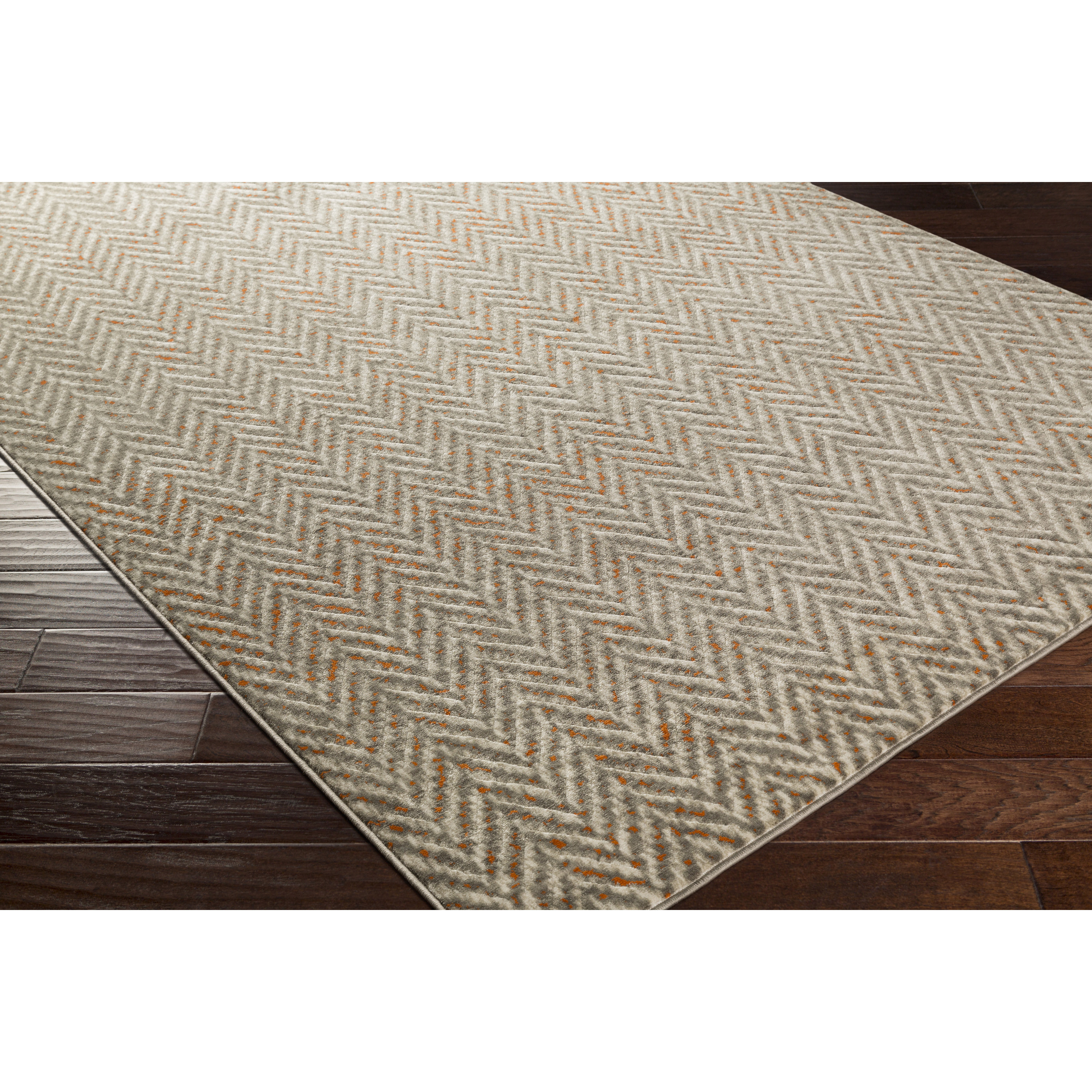 Langley Street Burroughs Woven Light Gray/Burnt Orange Area Rug