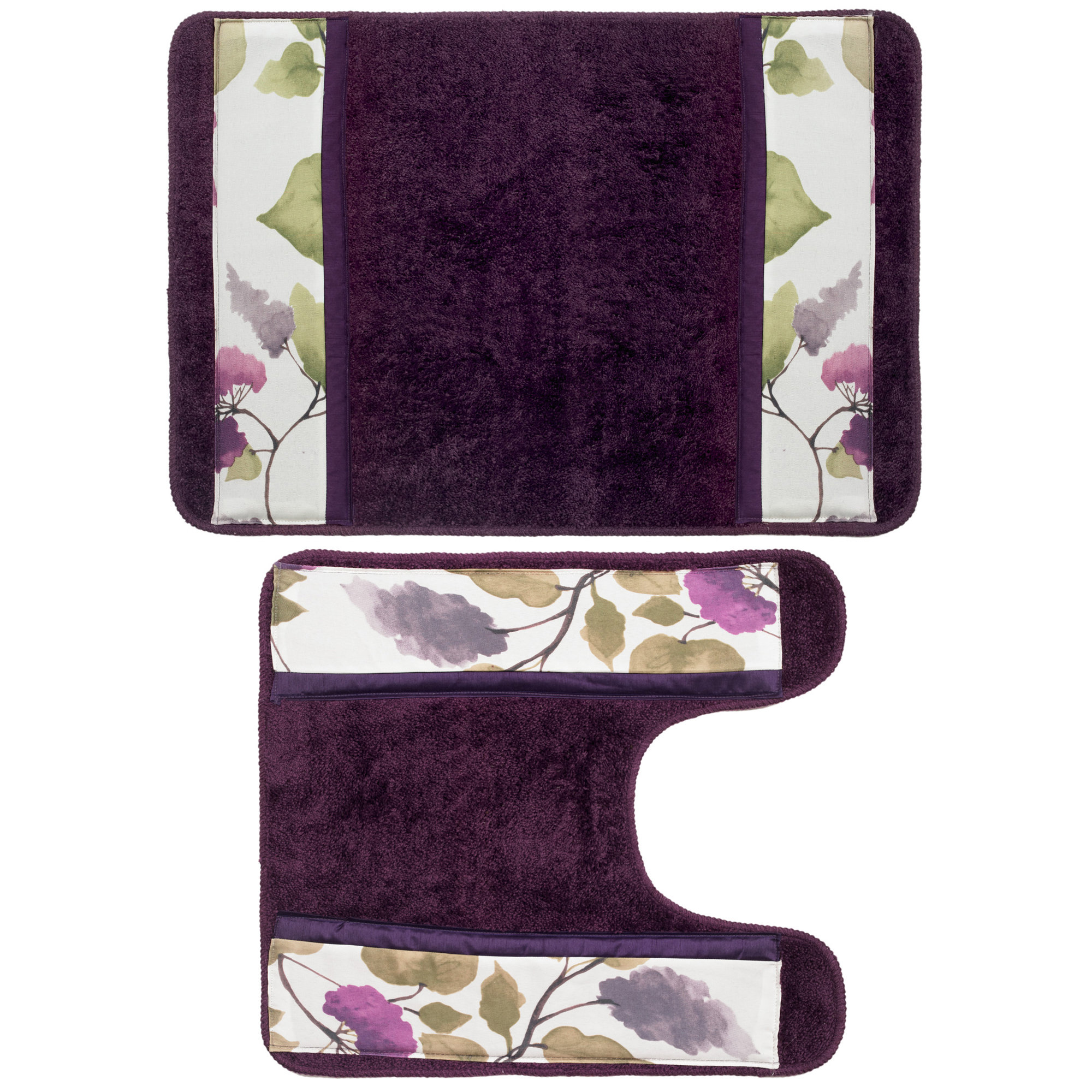 Sweet Home Collection Jasmine 2 Piece Plum Banded Bath Rug Set Wayfair