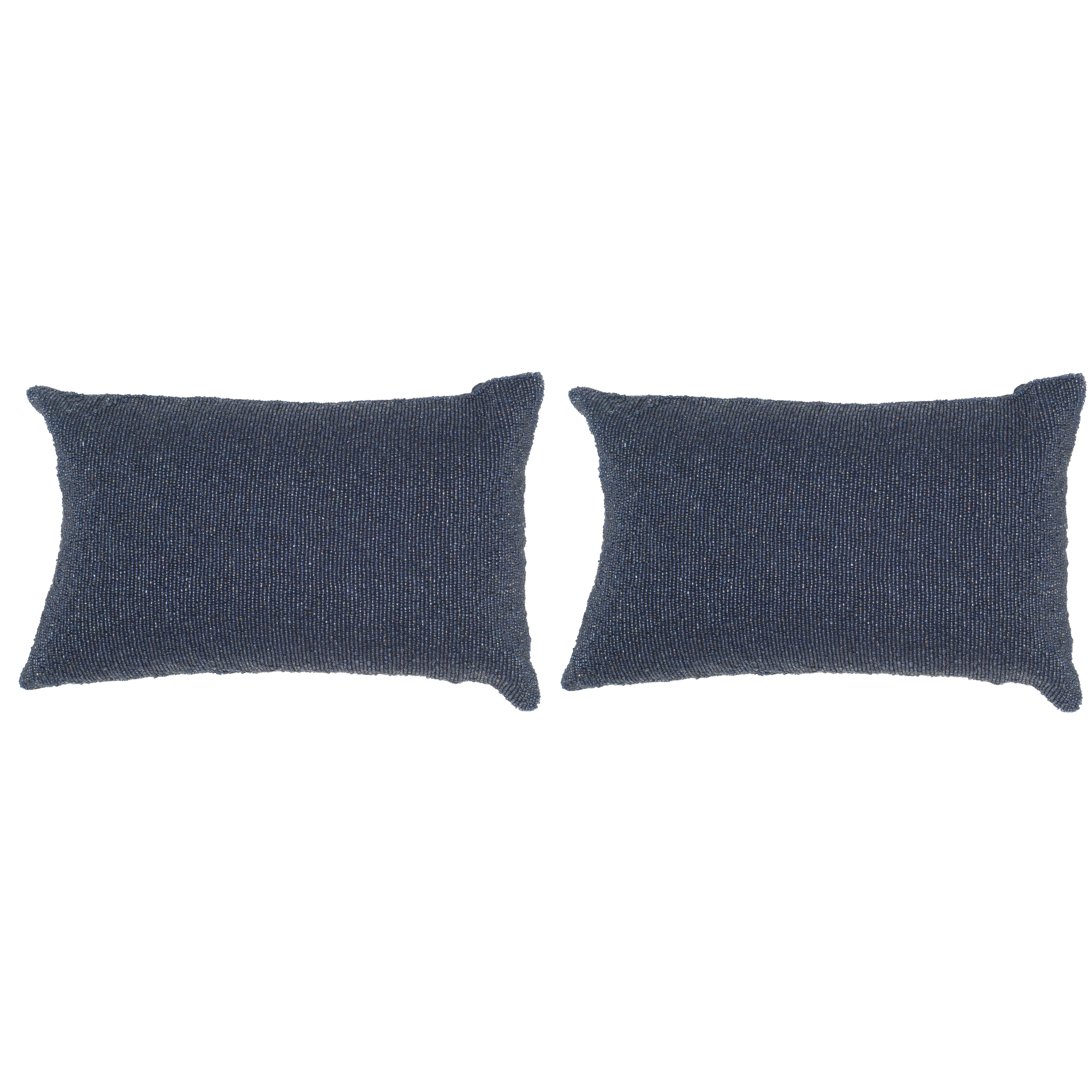 Mercury Row Navy Beaded Decorative Pillow & Reviews Wayfair