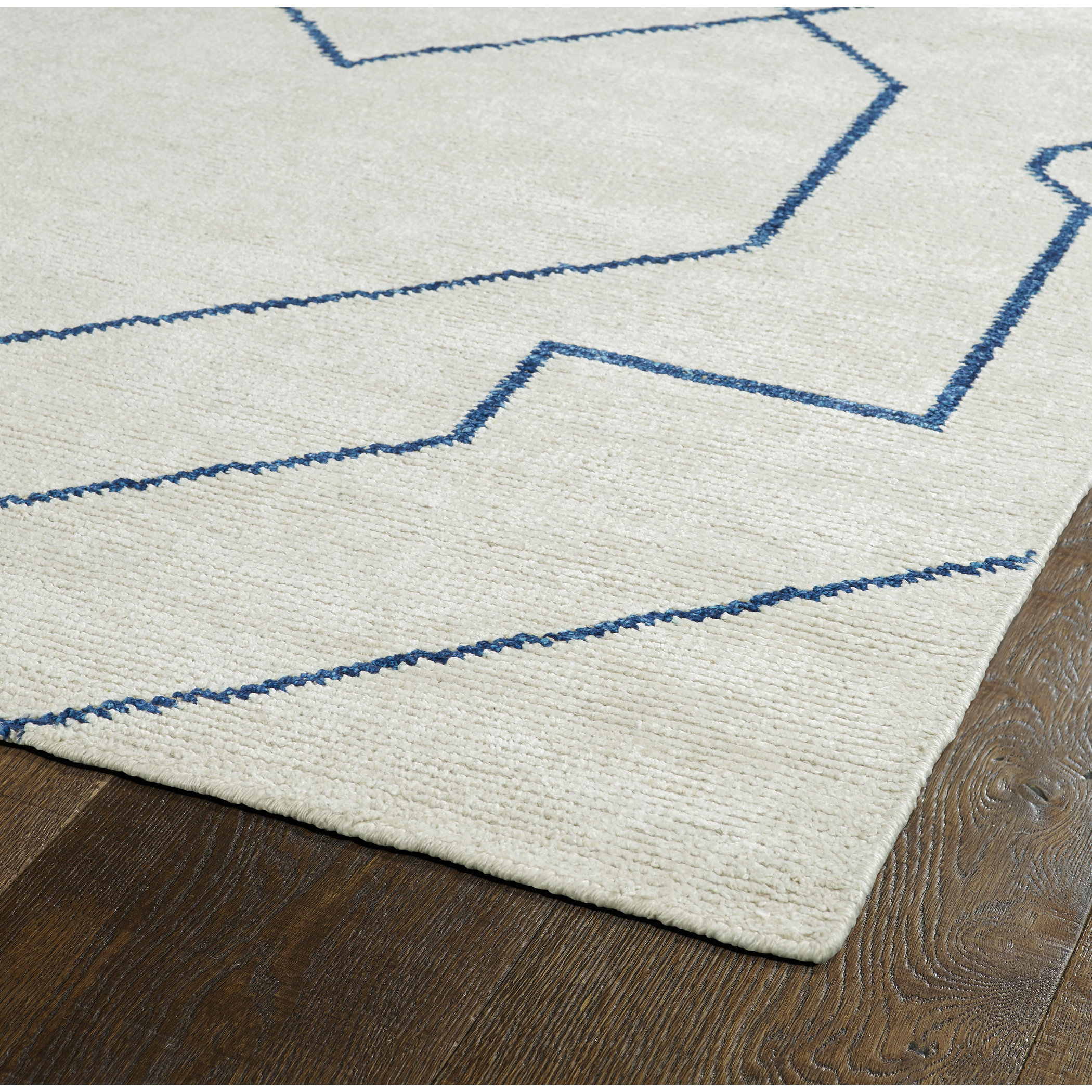 Mercury Row Aracely Handmade Ivory / Denim Blue Area Rug Wayfair