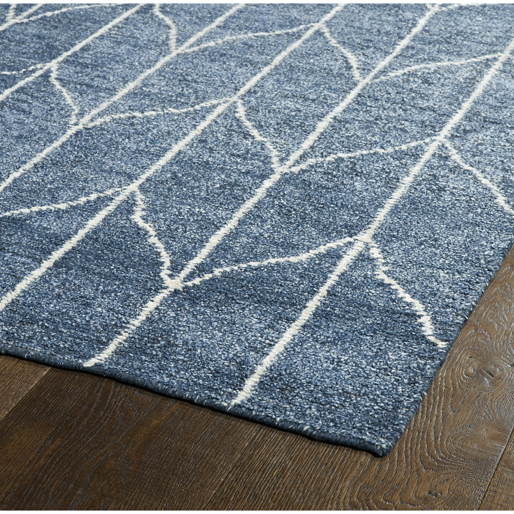 Mercury Row Handmade Denim Blue / Ivory Area Rug Wayfair