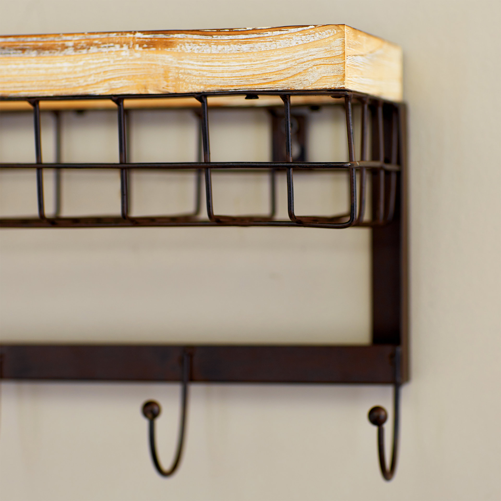 Mercury Row Modern 4 Hook Wall Rack with Basket & Reviews Wayfair.ca