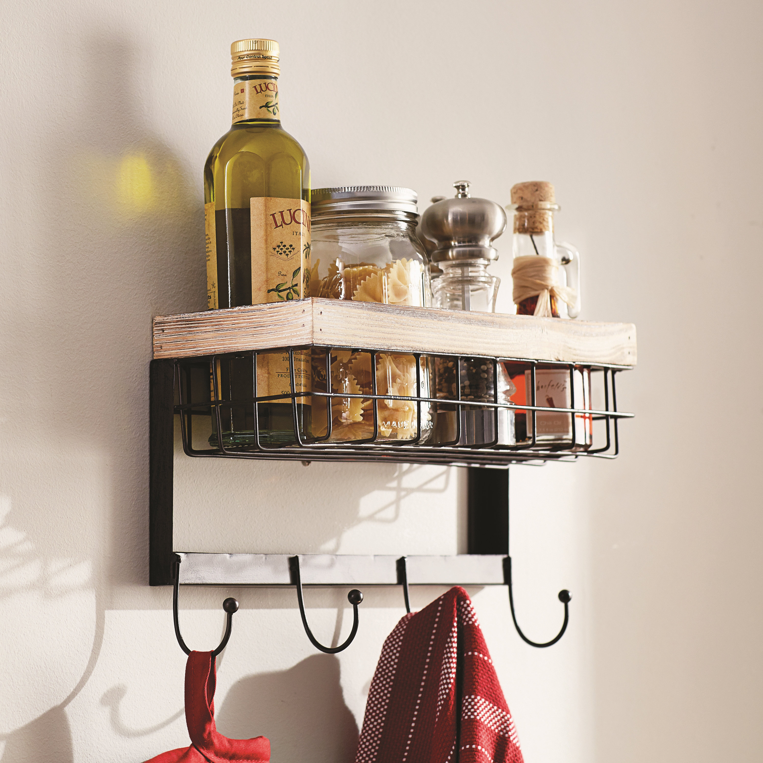 Mercury Row Modern 4 Hook Wall Rack with Basket & Reviews Wayfair.ca