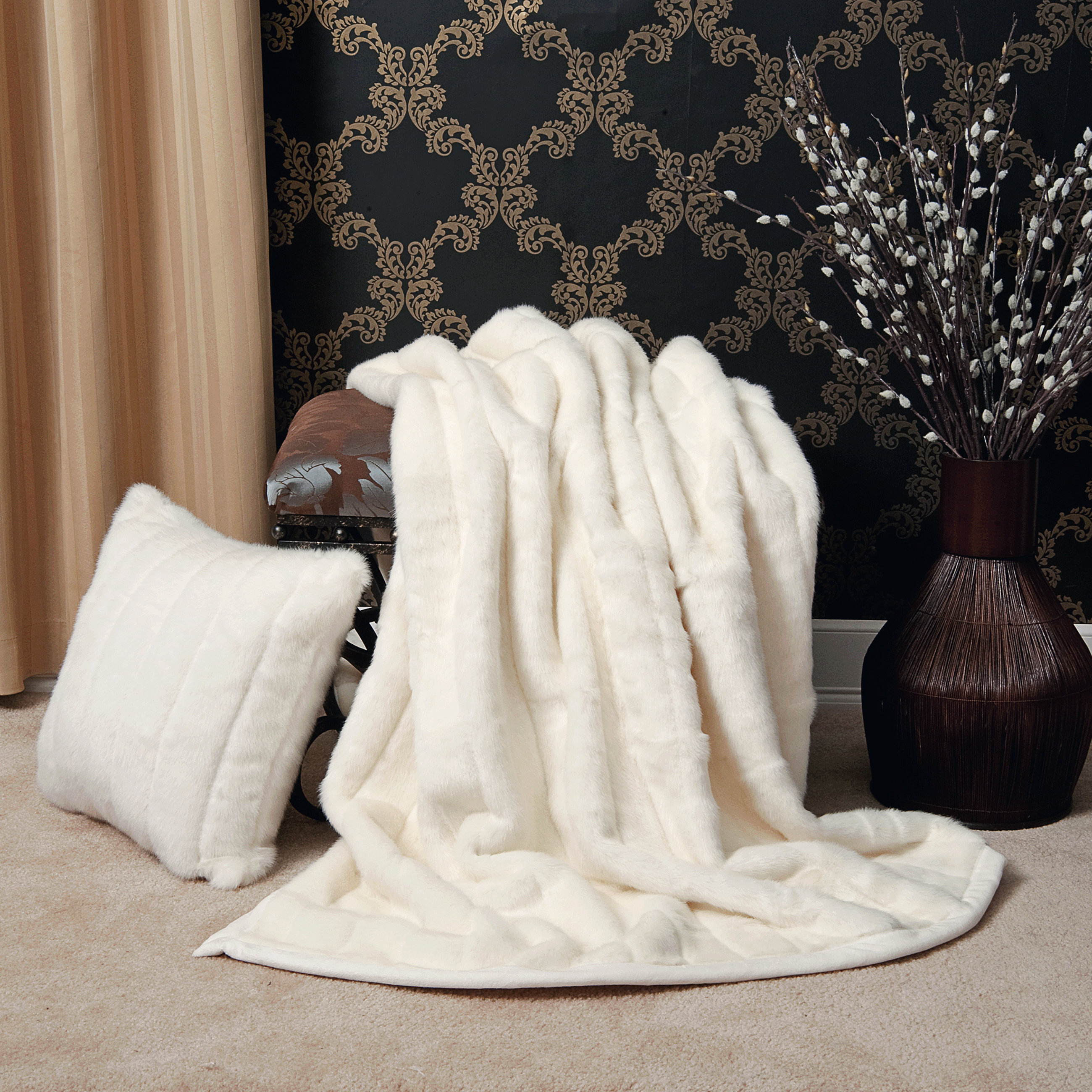 Best Home Fashion, Inc. Faux Fur Lounge Throw Blanket & Reviews Wayfair