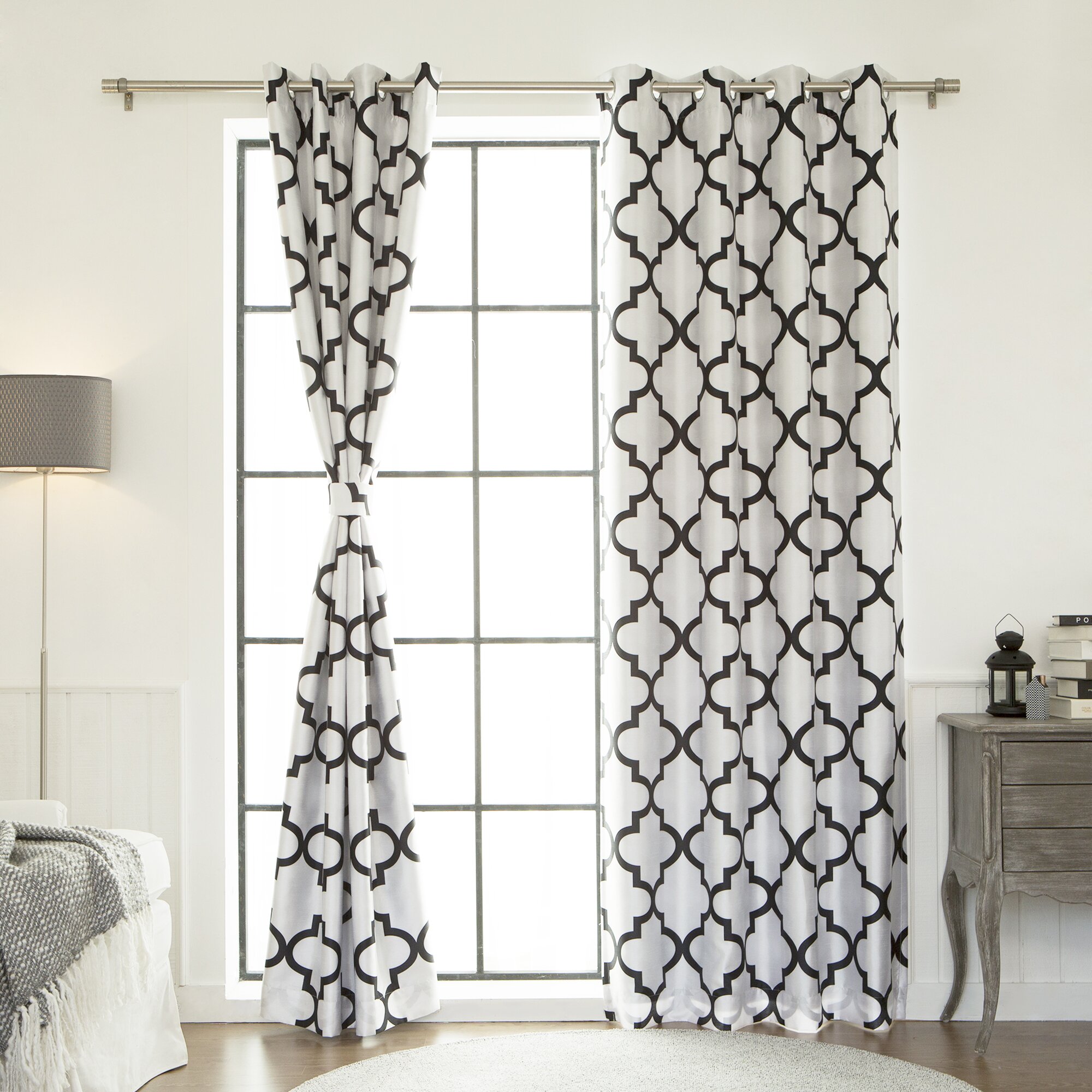 Best Home Fashion, Inc. Moroccan Tile Faux Silk Blackout Single Curtain ...