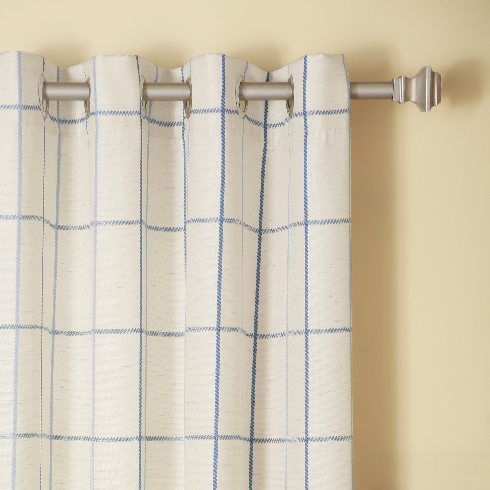 Best Home Fashion, Inc. Grid stitched Linen Blend Grommet Top Curtain