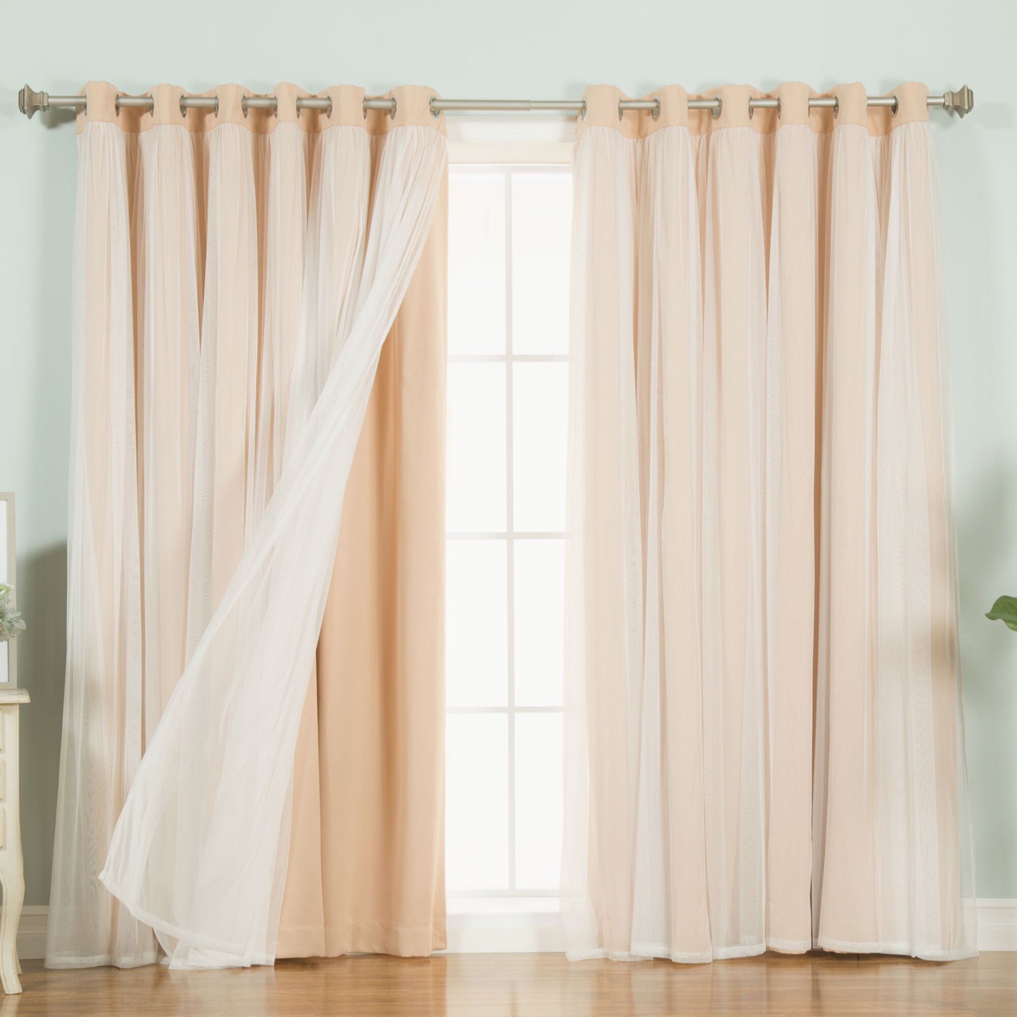 Best Home Fashion, Inc. Lace Tulle Overlay Indoor Single Curtain Panel