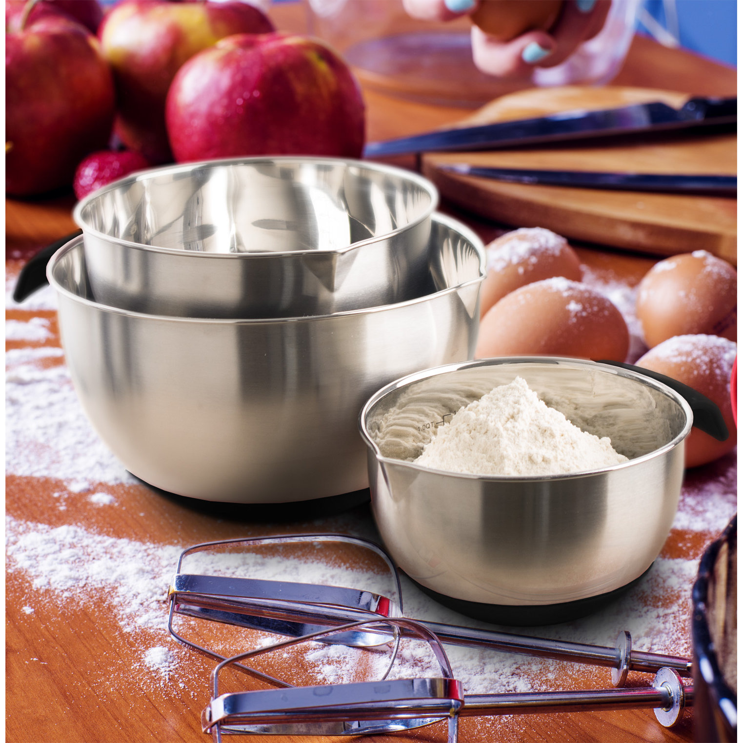 Culinary Edge 3 Piece 18 10 Stainless Steel Mixing Bowl Set