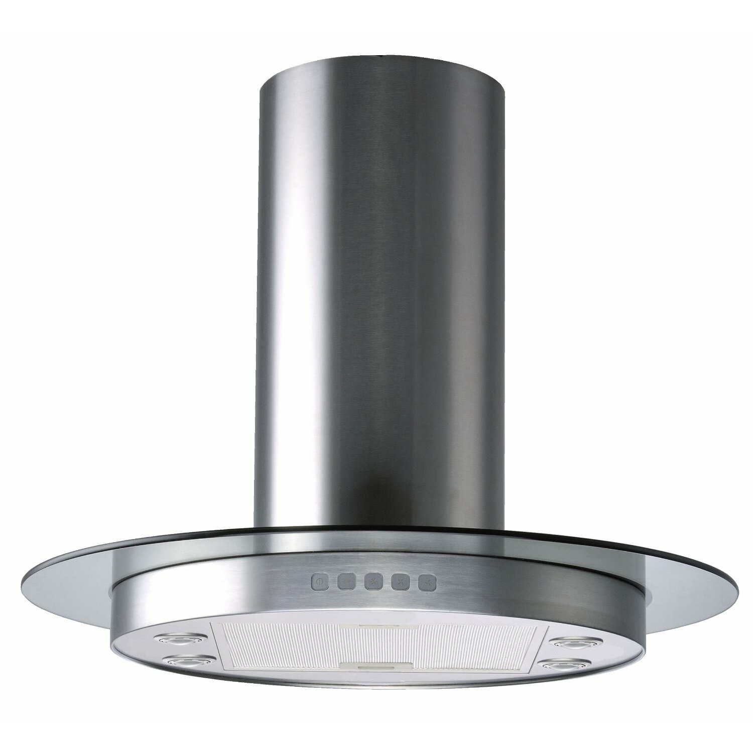 Kitchen Bath Collection 39 412 CFM Circular Stainless Steel Island Hood with Tempered Glass HRG90 LED