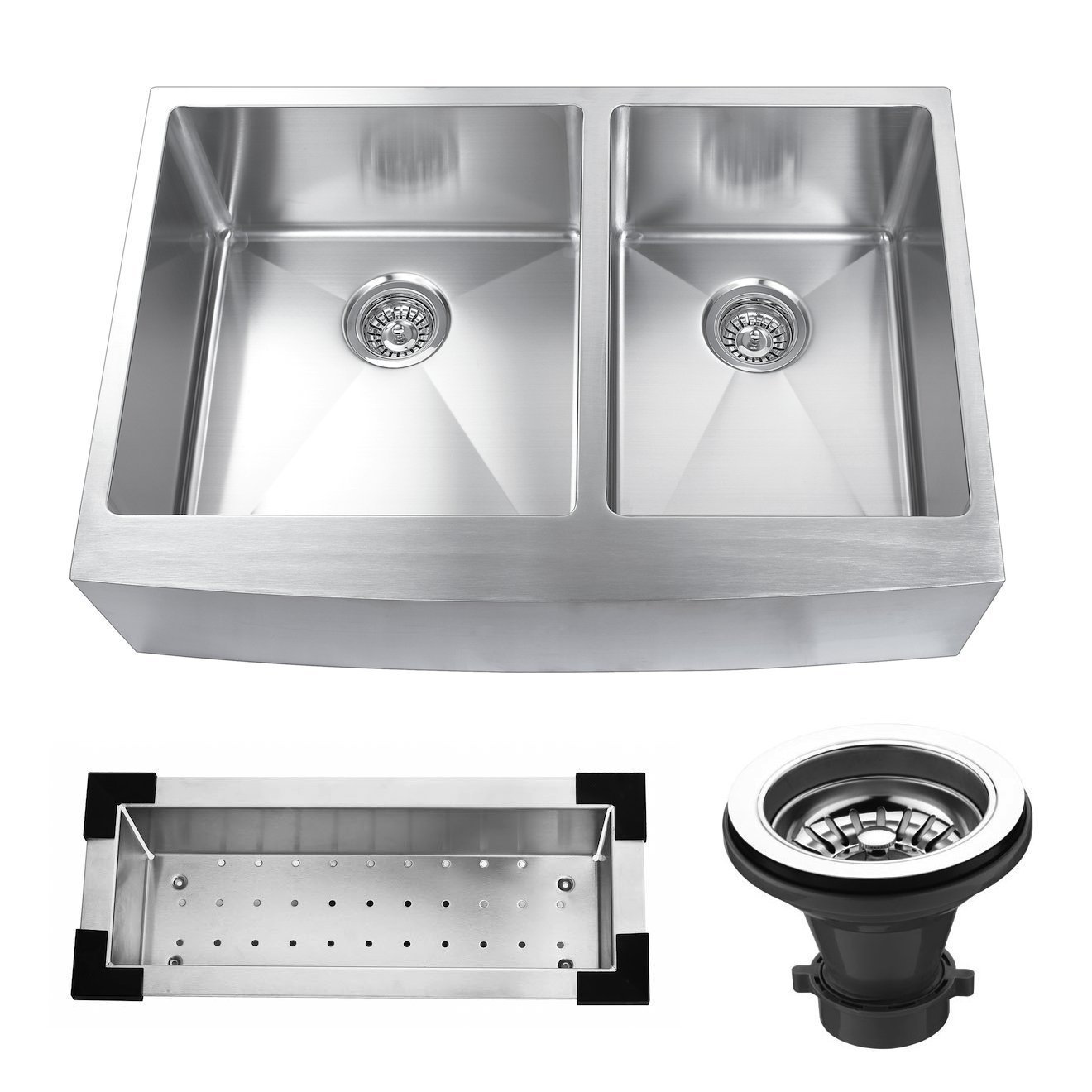 Kitchen Bath Collection 33 X 22.25 Stainless Steel Double Bowl Farmhouse Kitchen Sink 