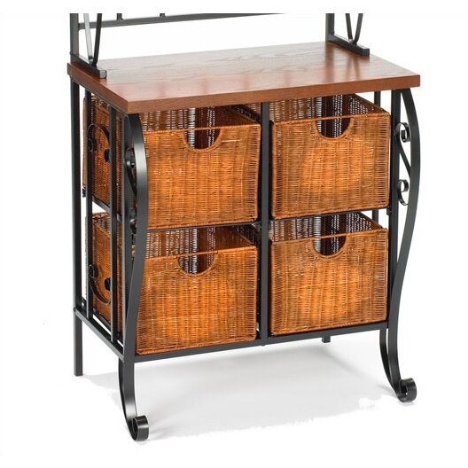 Red Barrel Studio Lineage Storage Baker S Rack Reviews Wayfair   Iron%2B%2526%2BWicker%2BStorage%2BBakers%2BRack 