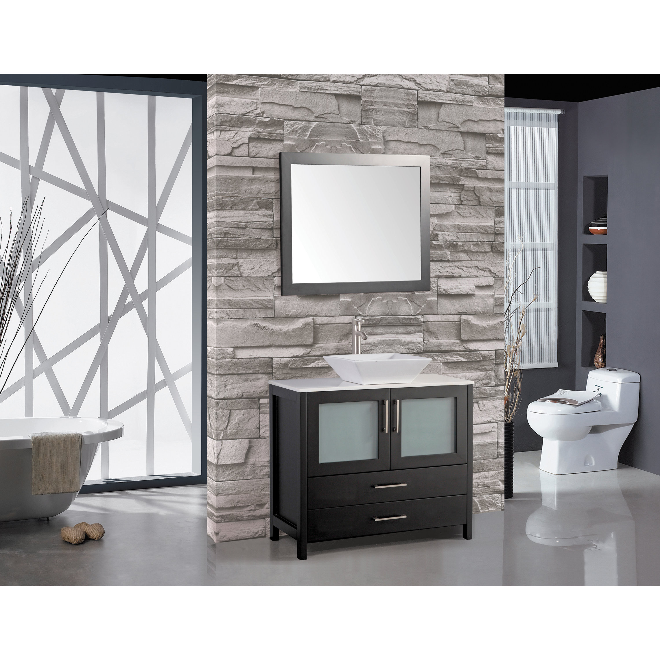 MTDVanities Jordan 48" Single Sink Bathroom Vanity Set with Mirror