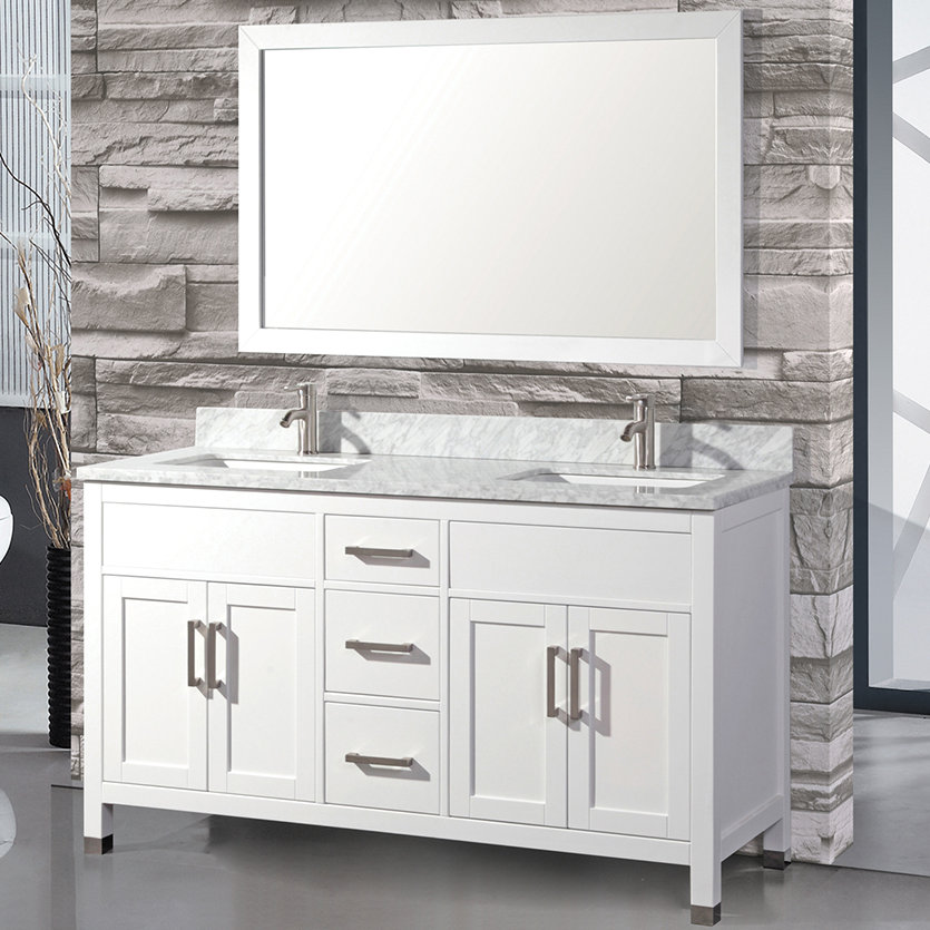 MTDVanities Ricca 60" Double Sink Bathroom Vanity Set with Mirror & Reviews Wayfair
