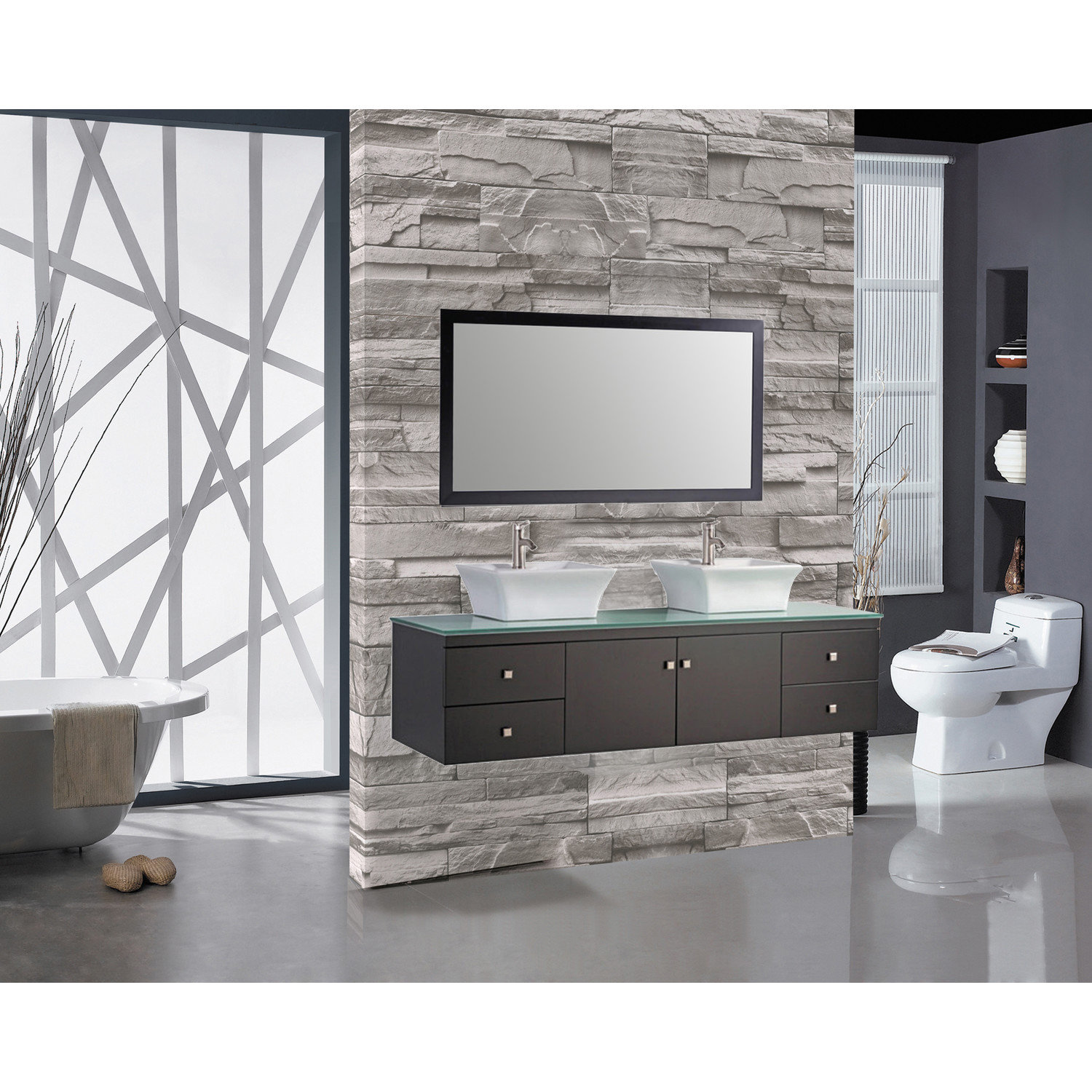 MTDVanities Nepal 72" Floating Double Bathroom Vanity Set with Mirror & Reviews Wayfair