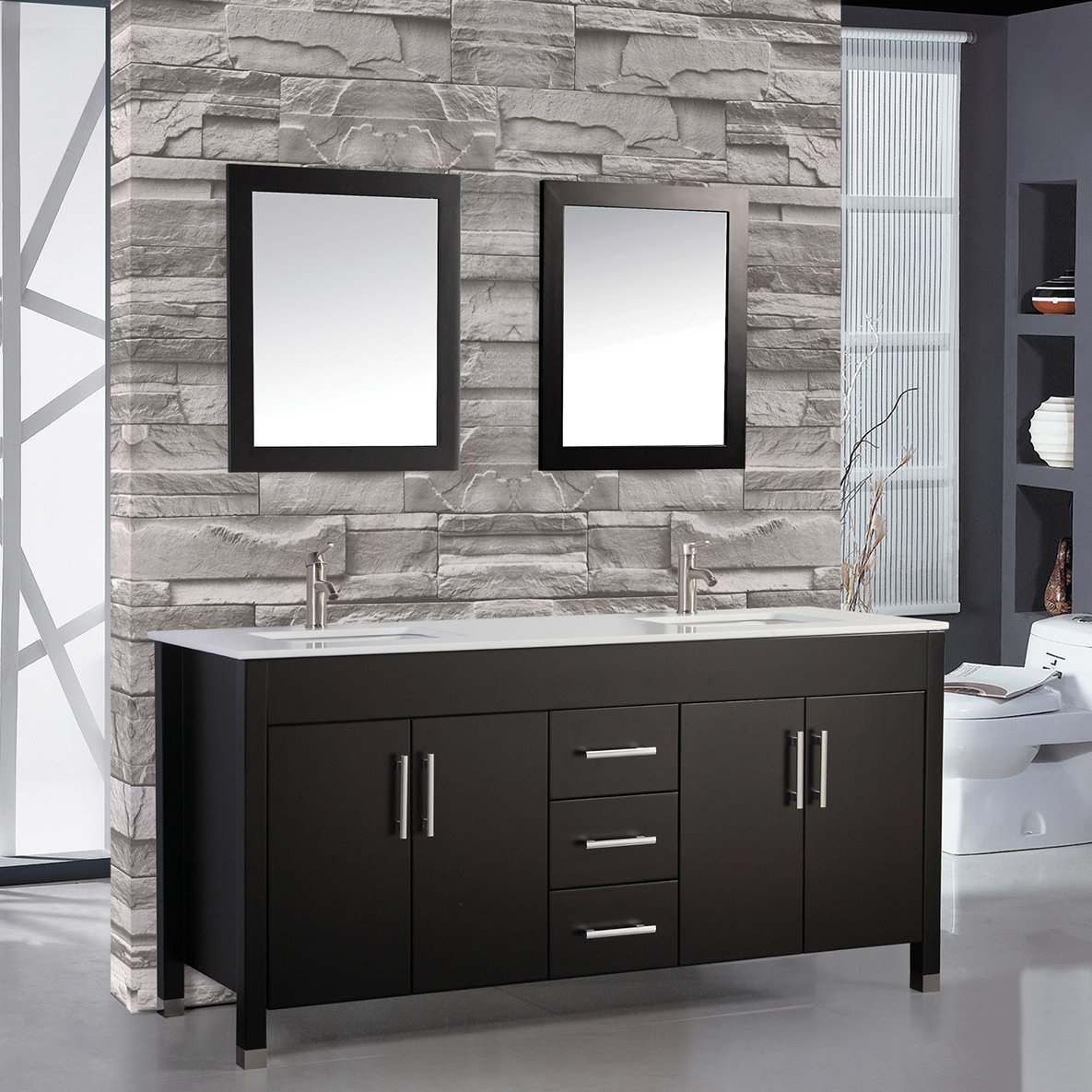 MTDVanities Monaco 84" Double Sink Bathroom Vanity Set with Mirrors