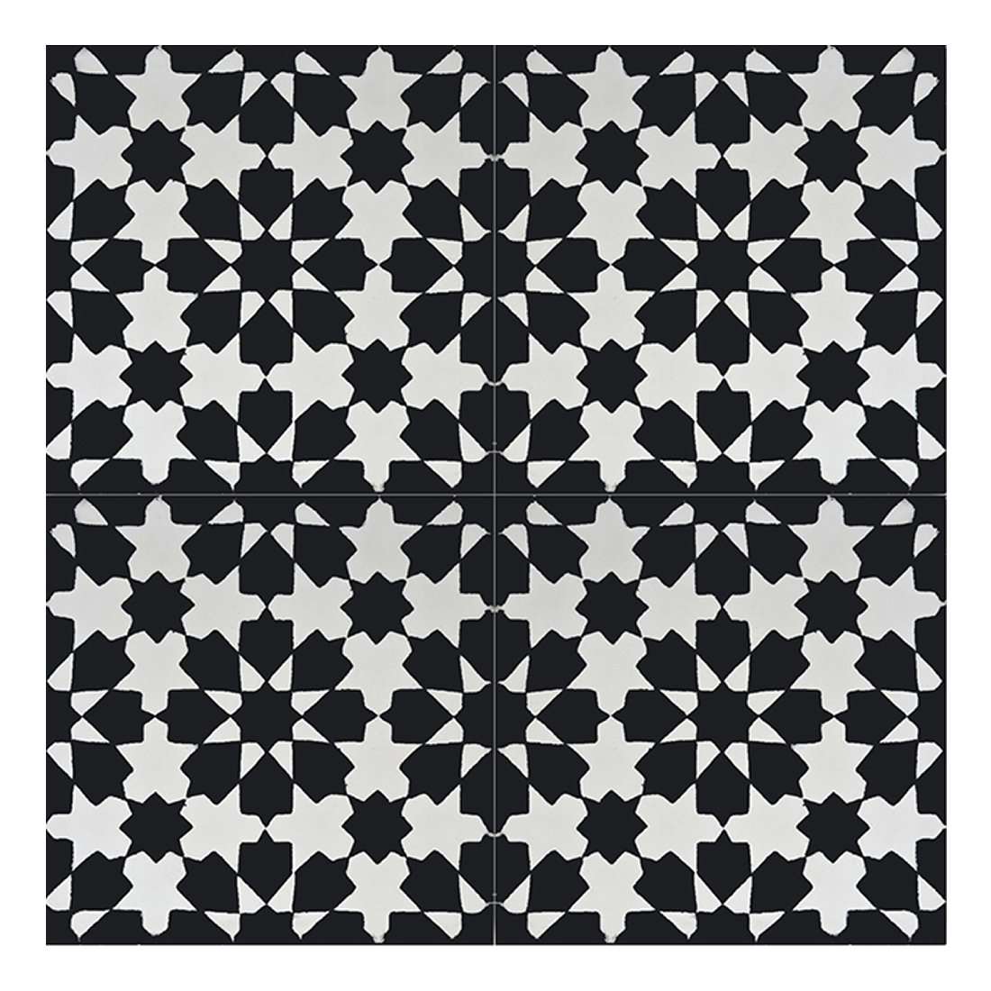 Moroccan Mosaic Tile House Ahfir 8" X 8" Cement Tile In Black And White ...