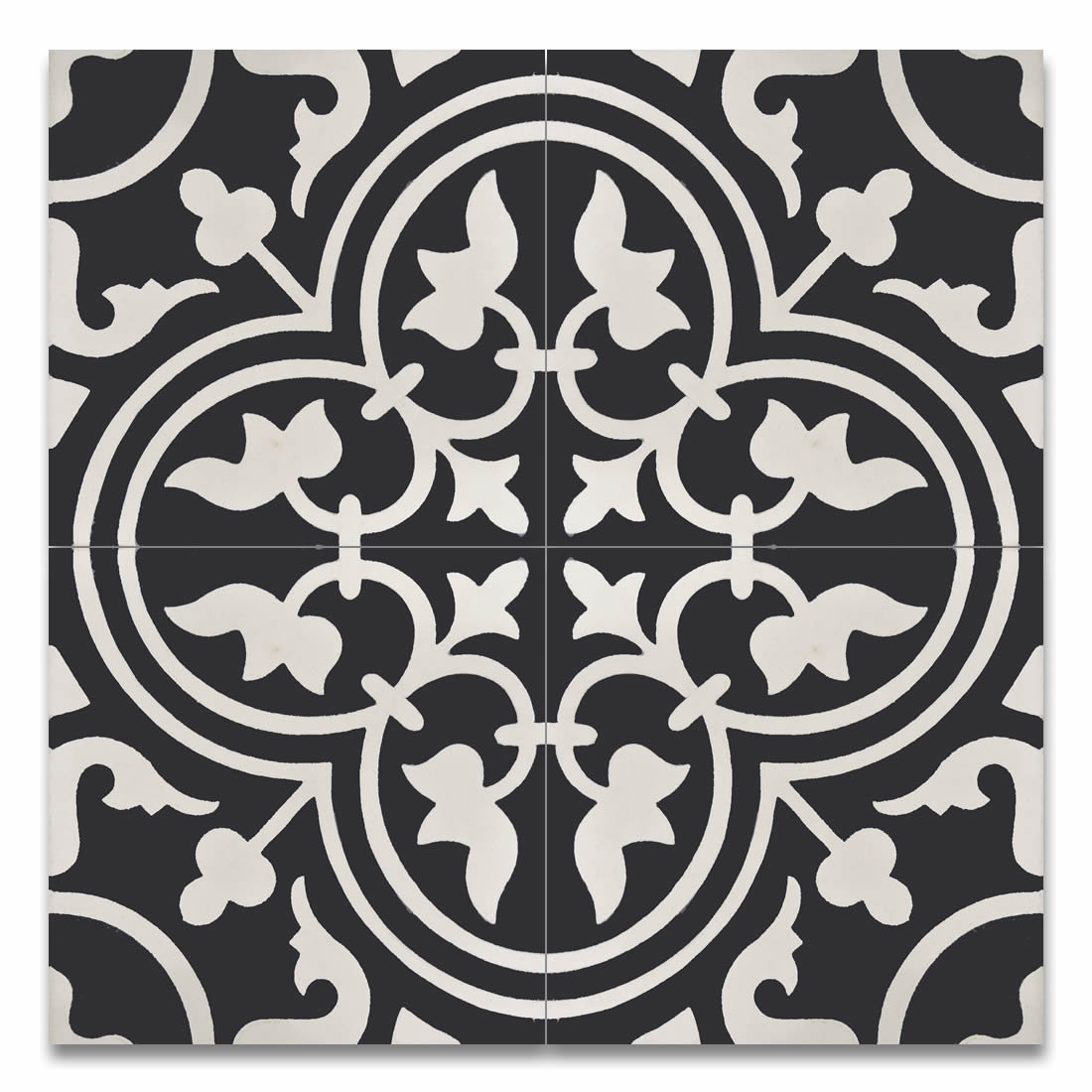 Moroccan Mosaic Tile House Casa 8" x 8" Handmade Cement Tile in Black