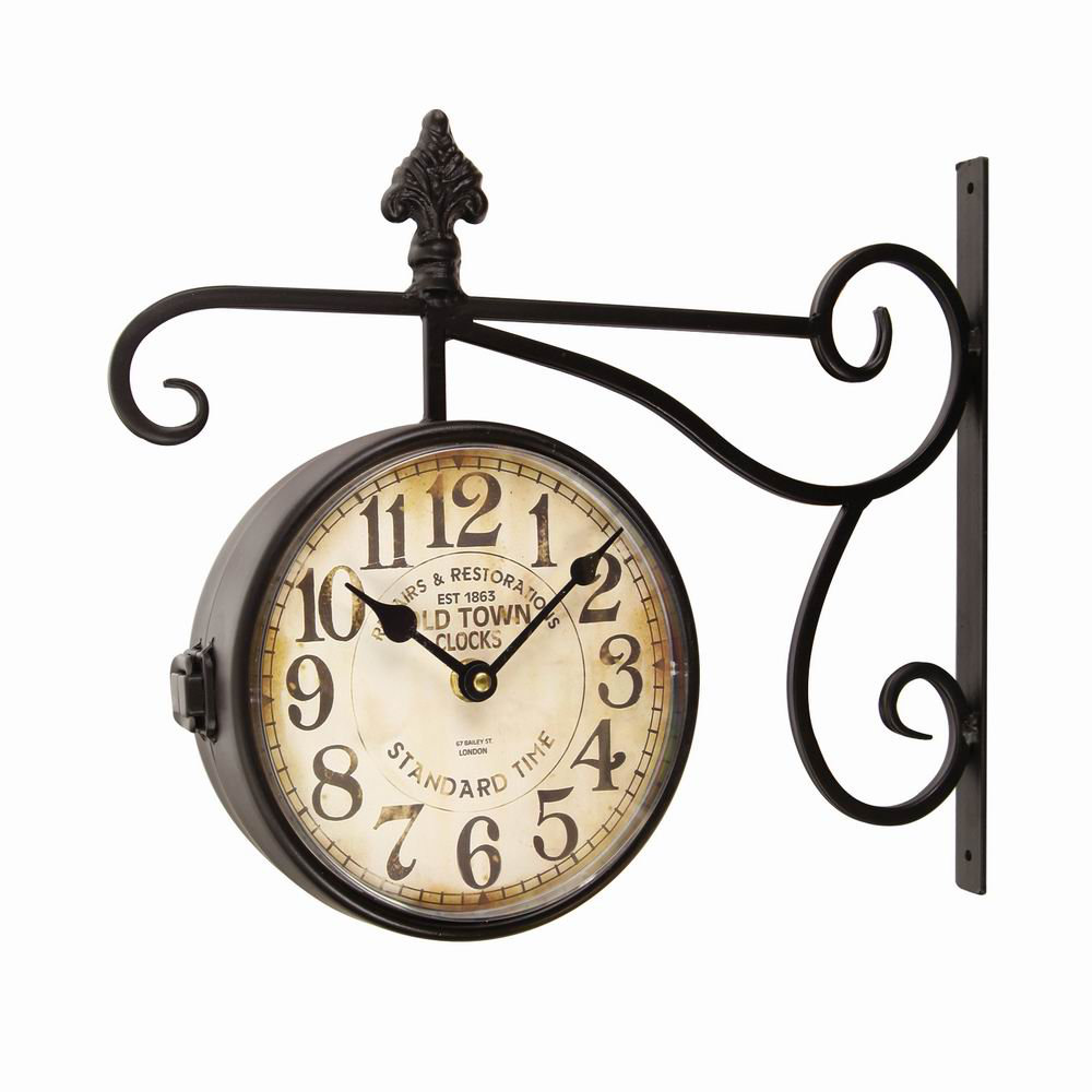 AdecoTrading VintageInspired Round Double Sided Wall Hanging Clock