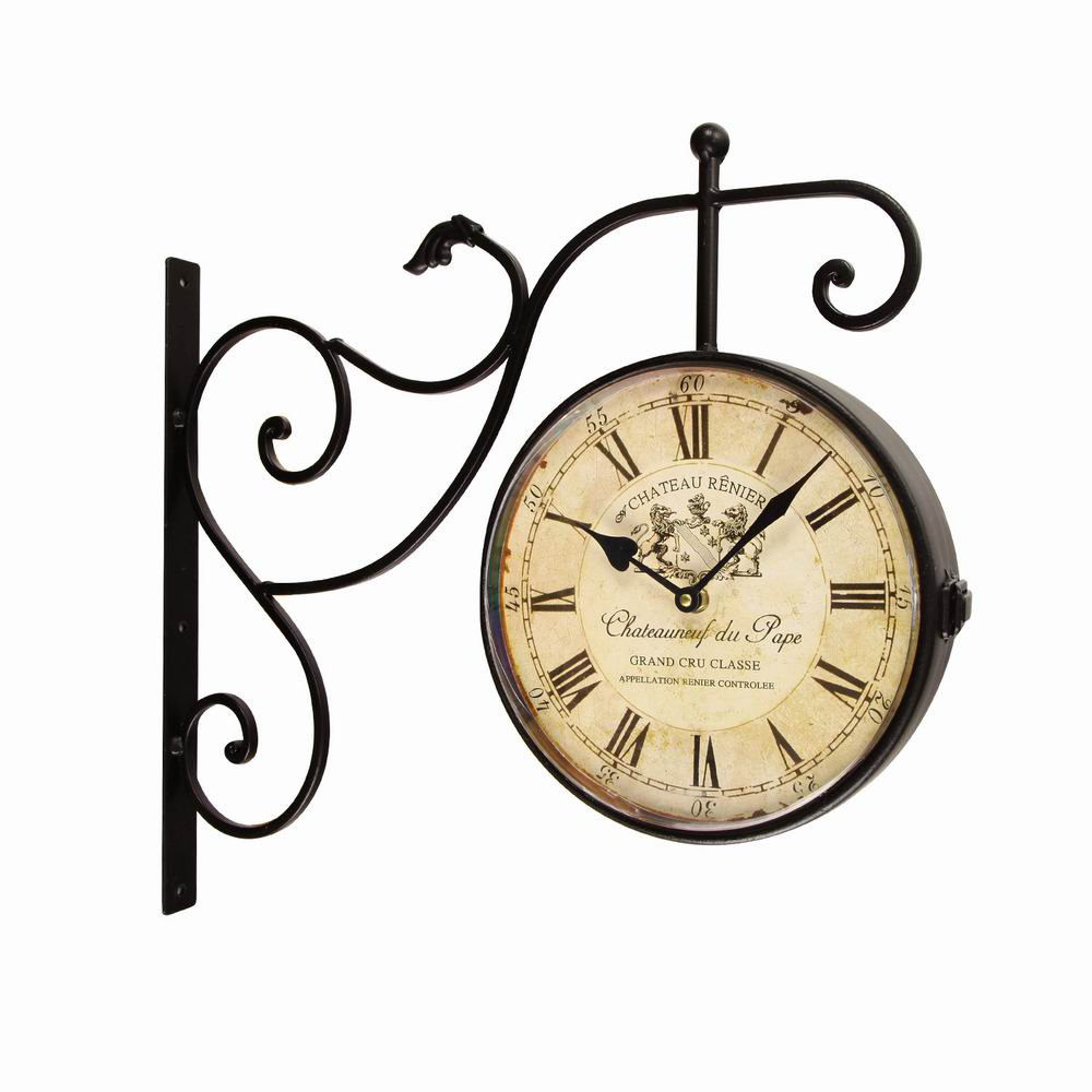 AdecoTrading VintageInspired Round Double Sided Wall Hanging Clock