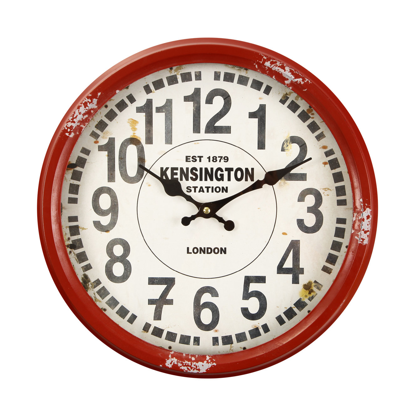 AdecoTrading 14.2" Retro Round "Kensington Station" Wall Hanging Clock